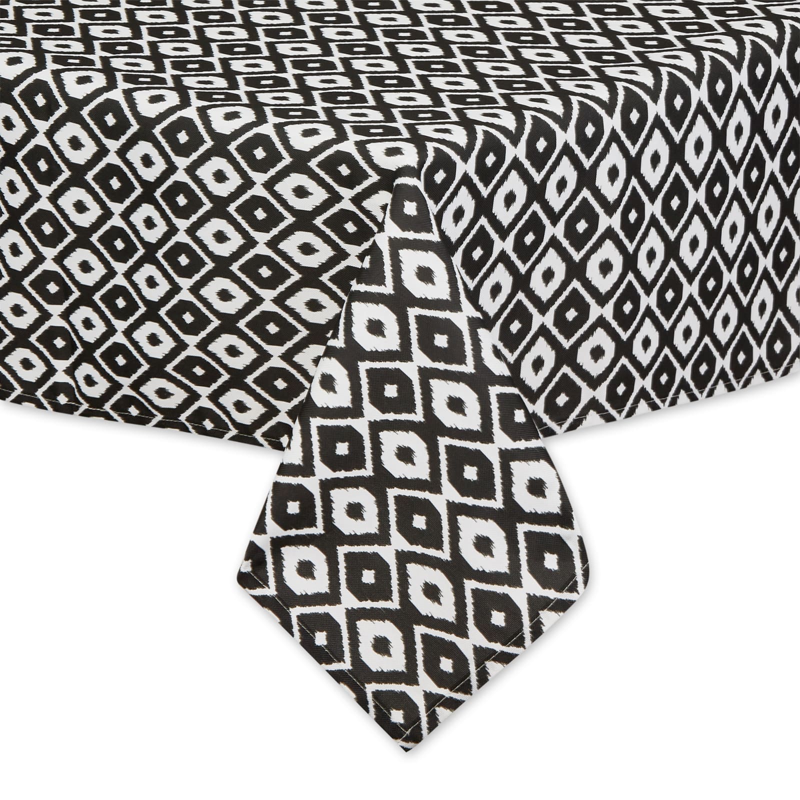 Black Ikat Outdoor Tablecloth With Zipper 60" x 84"