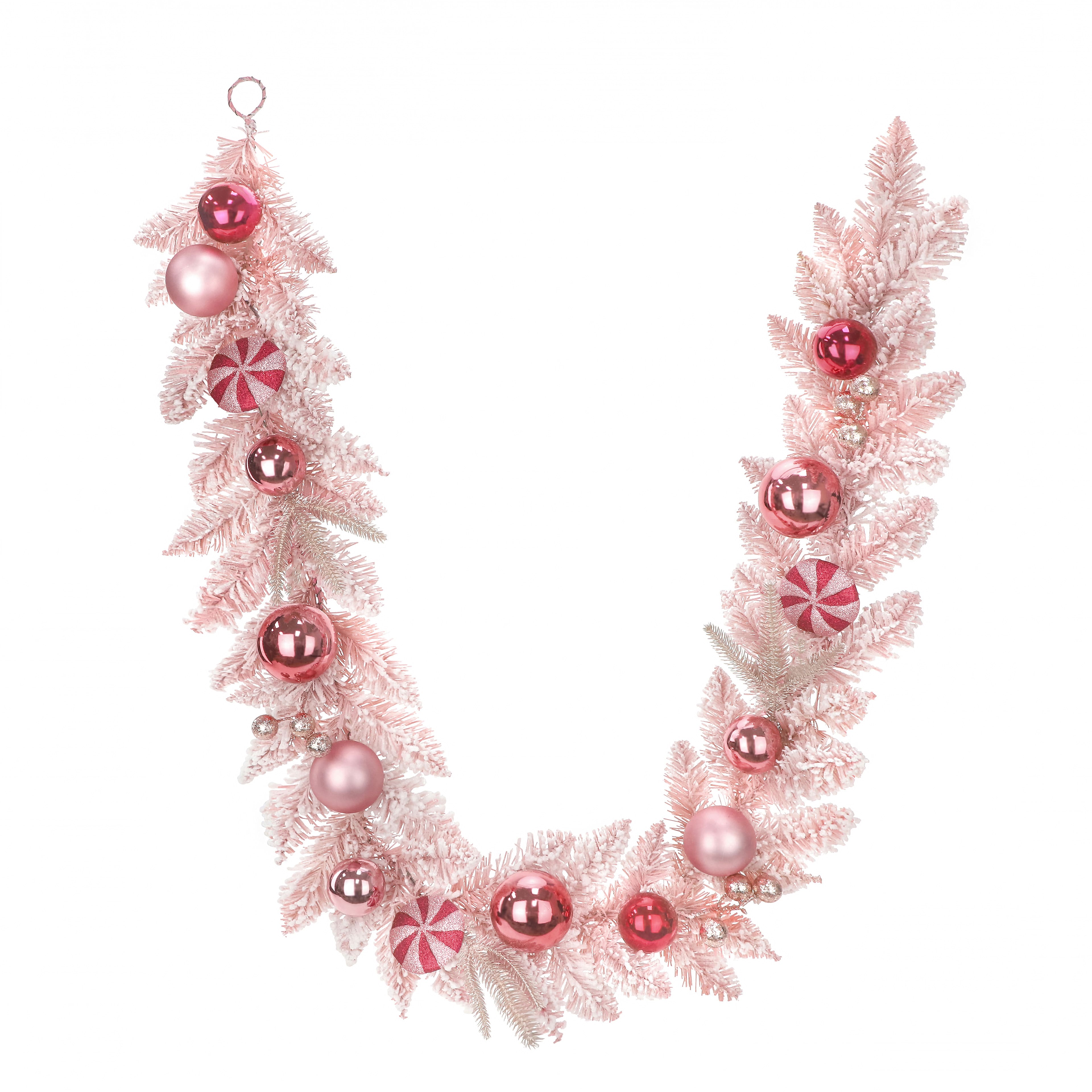 6ft. Pink Flocked Pine & Ornament Garland by Ashland®