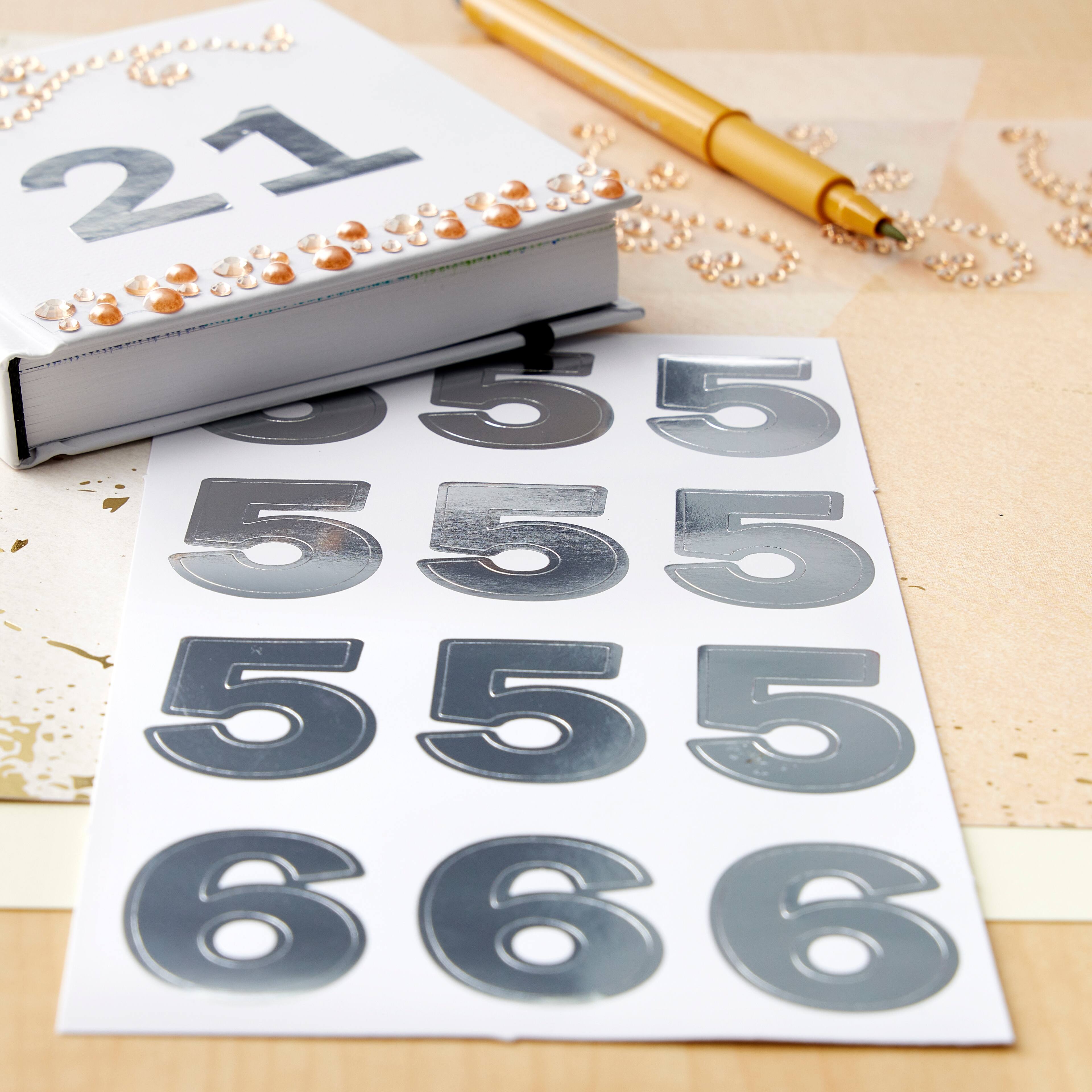 12 Pack: Silver Foil Number Stickers by Recollections™
