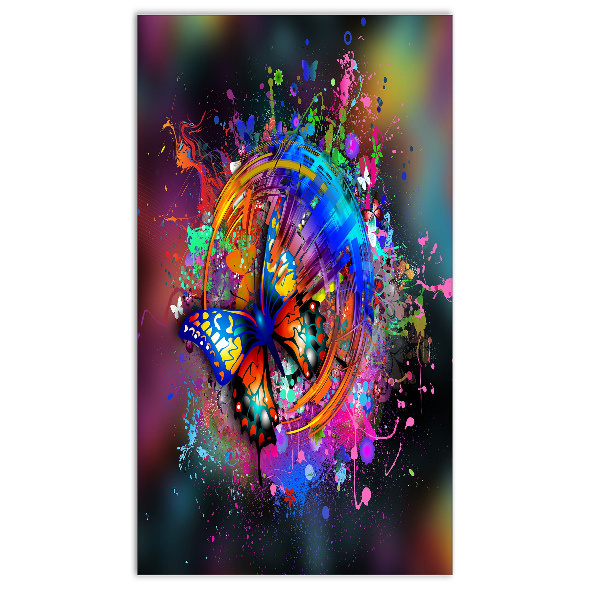 Designart - Butterfly over Abstract Background - Abstract Wall Art Canvas