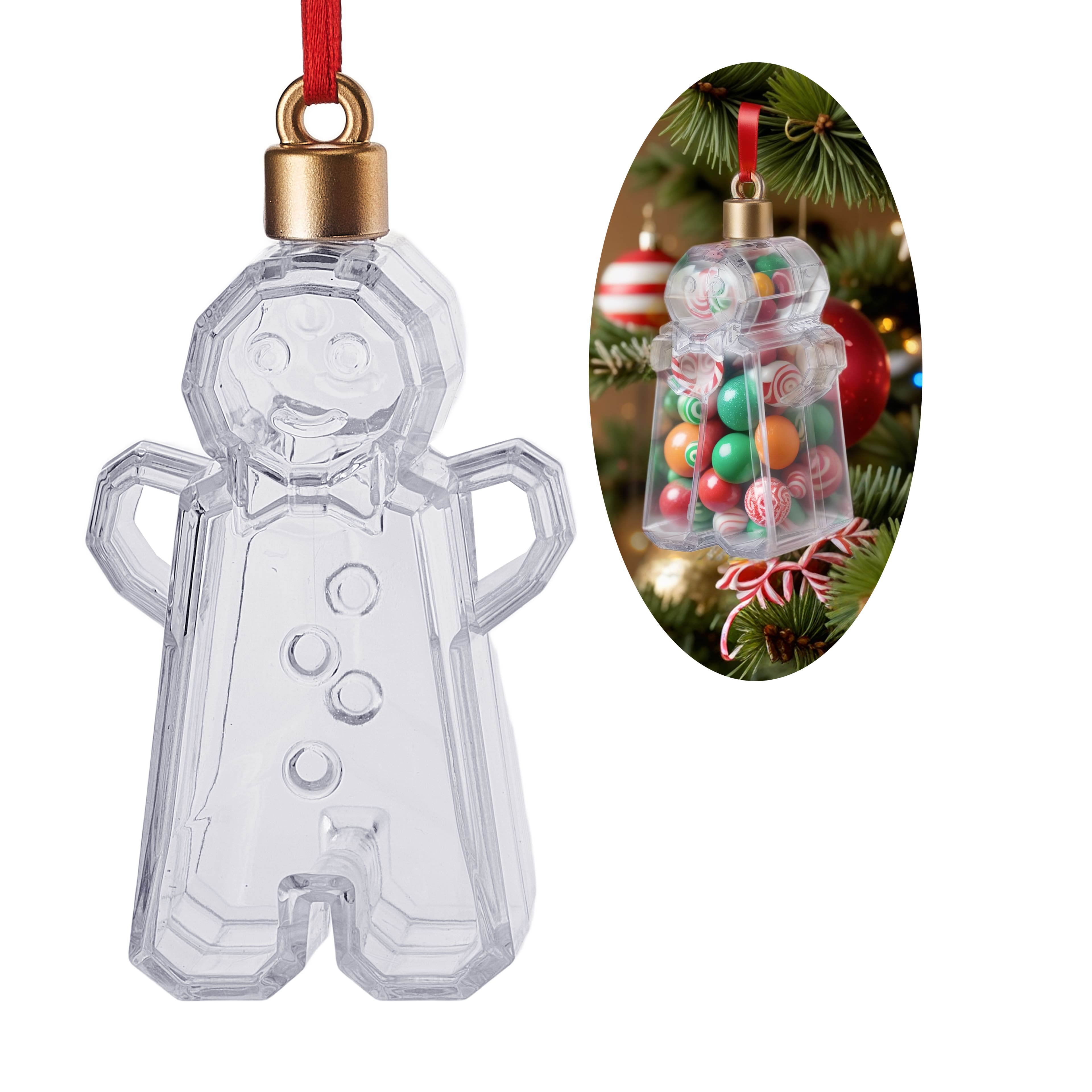 3.5&#x22; Clear Fillable DIY Plastic Gingerbread Cookie Ornament by Make Market&#xAE;