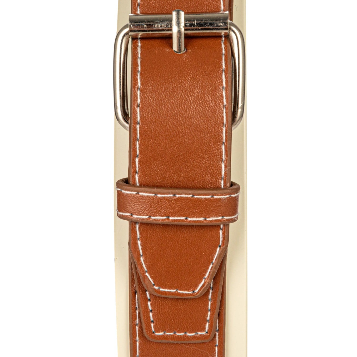 Hello Honey® White & Brown Plastic Hanging Wall Clock with Leather Strap