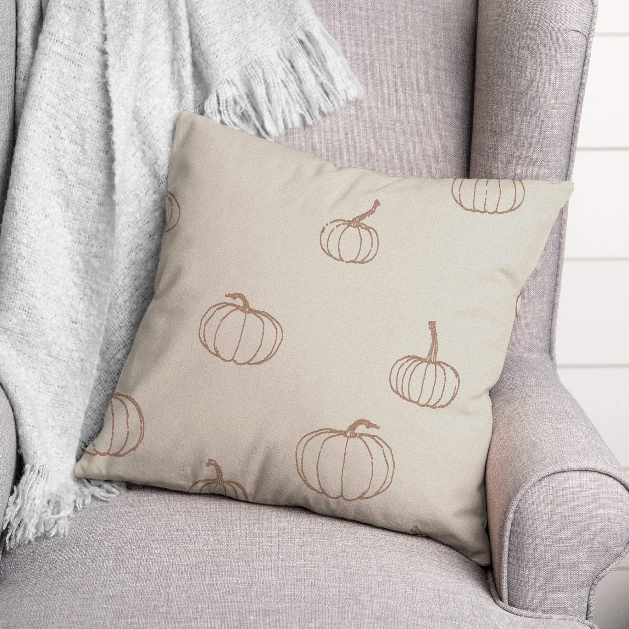 Dusty Rose Mini Pumpkin Pattern Throw Pillow