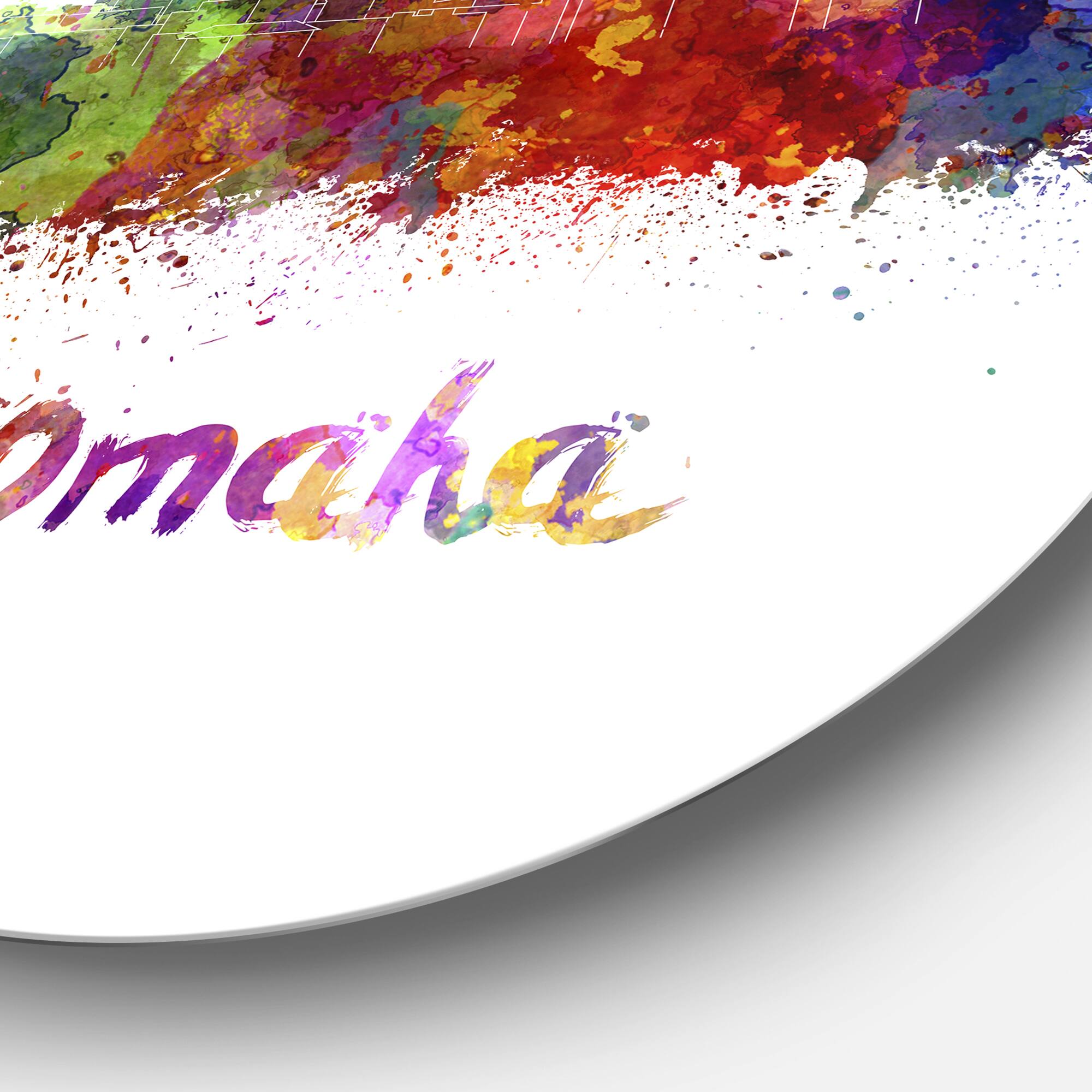 Designart - Omaha Skyline&#x27; Disc Cityscape Circle Metal Wall Art