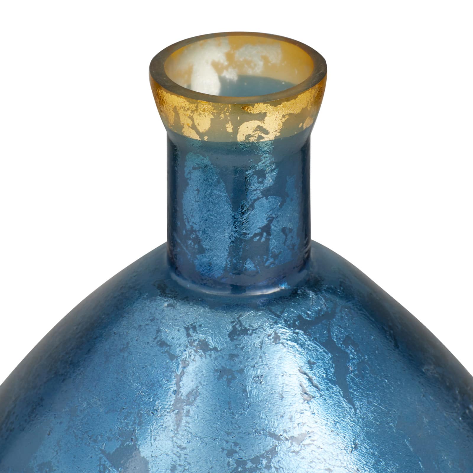 Blue Glass Coastal Vase, 15&#x22; x 9&#x22; x 9&#x22;