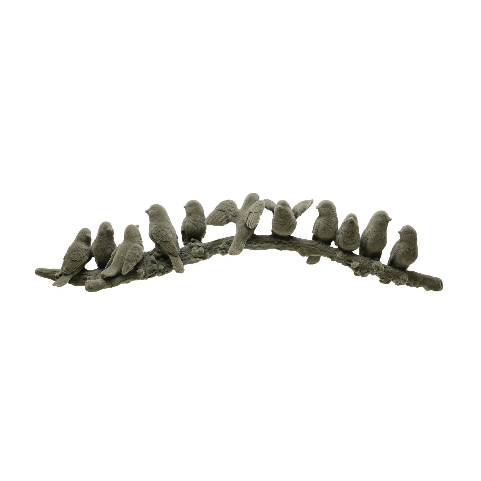 Hello Honey&#xAE; 17&#x22; Sage Flocked Birds on Branch