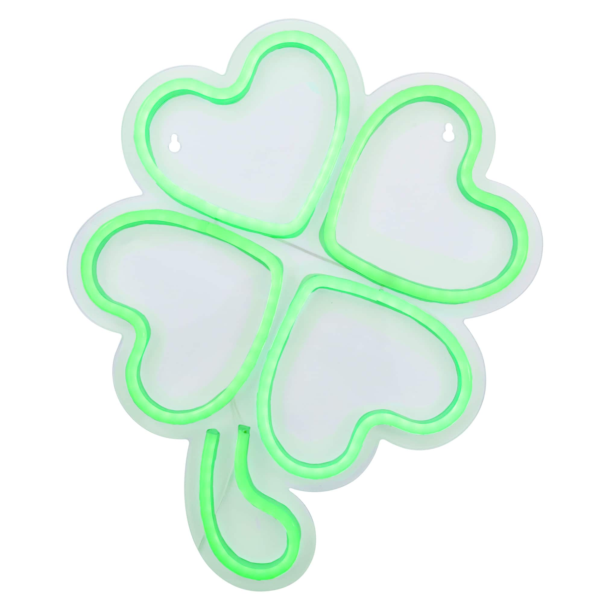 15&#x22; LED Lighted Neon Style Green Shamrock St. Patrick&#x27;s Day Window Silhouette