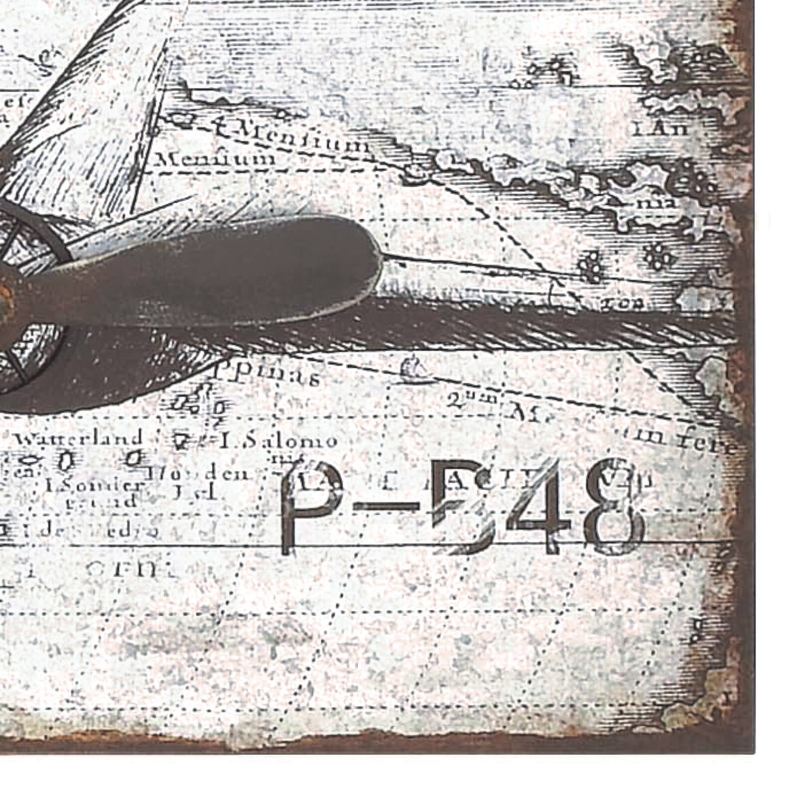 46" Silver Metal Airplane Industrial Wall Décor