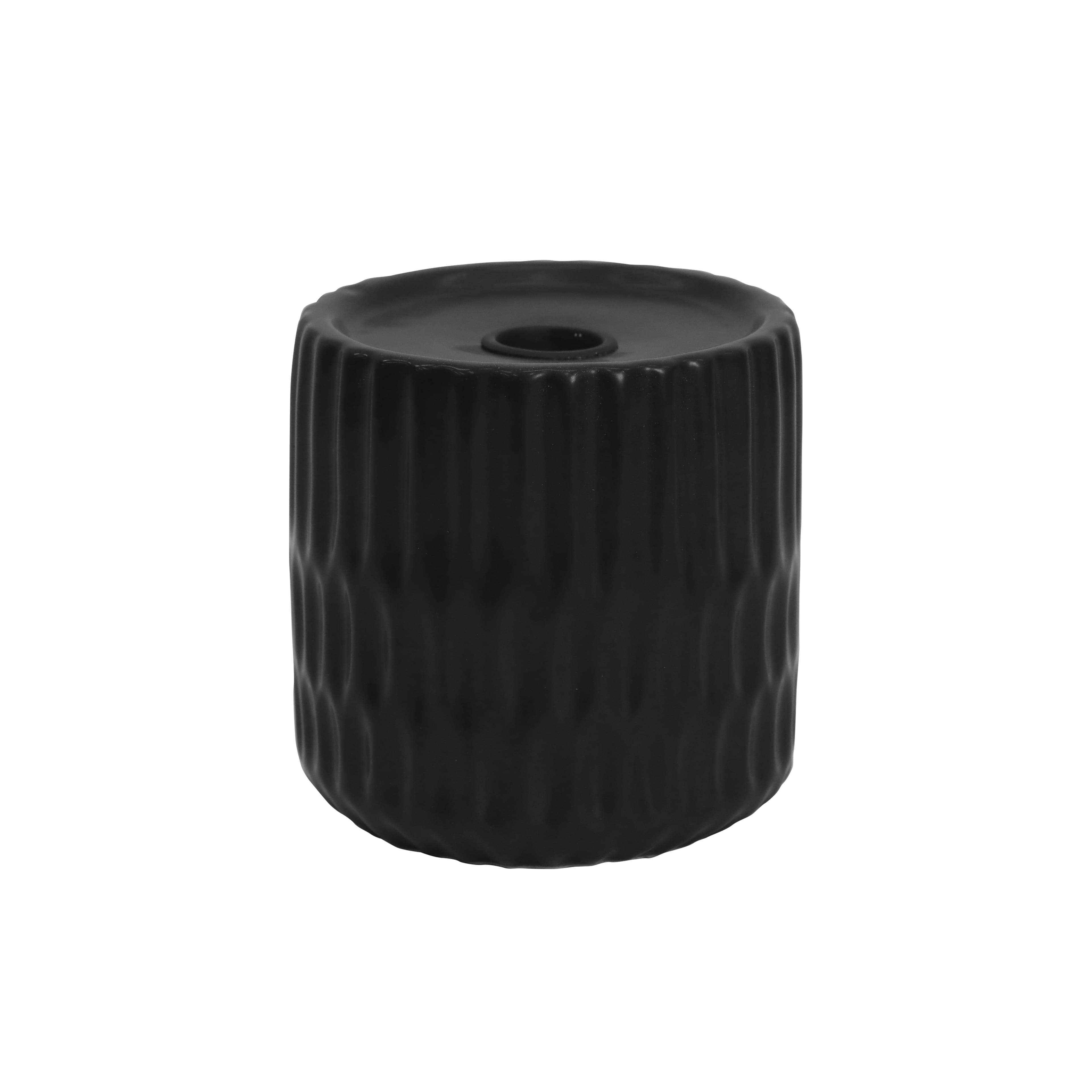 Porte-bougie noir à texture alvéolée d’Ashland