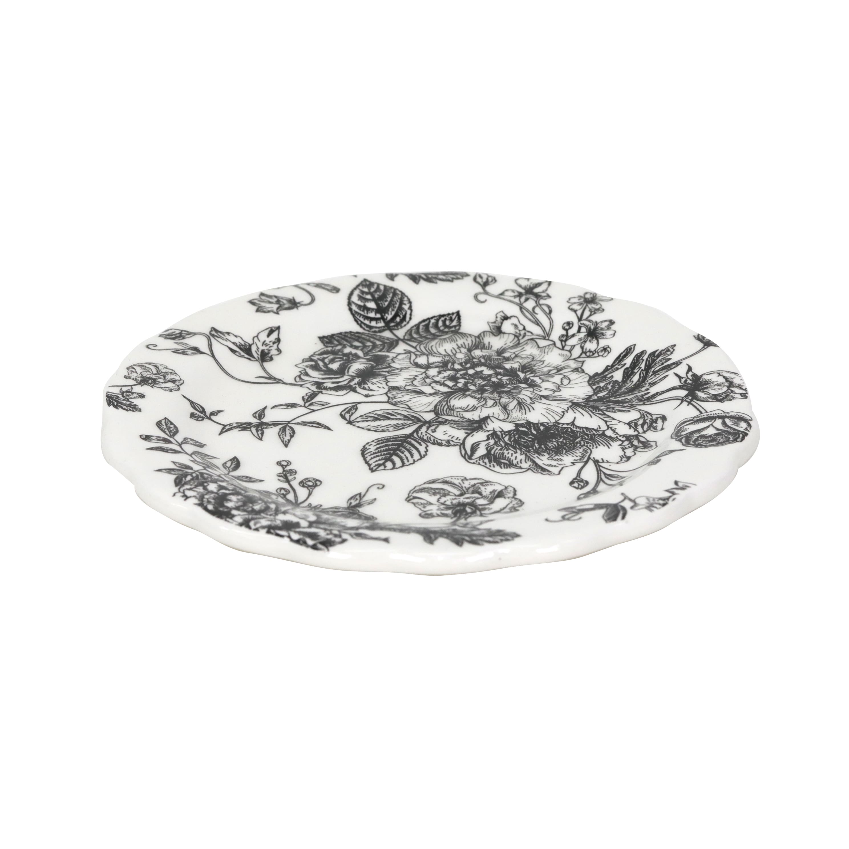 6&#x22; Black &#x26; White Rose Ceramic Plate by Ashland&#xAE;