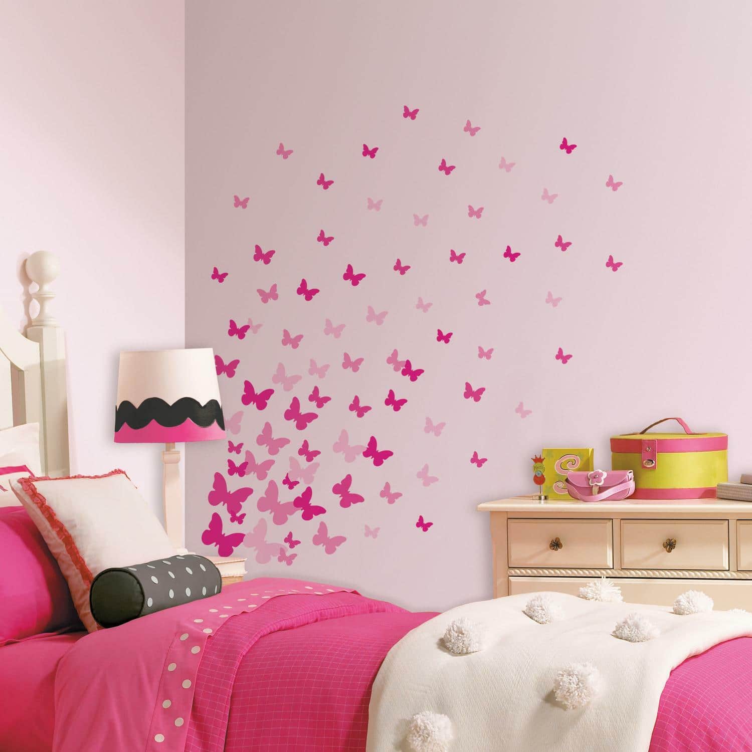 RoomMates Pink Flutter Butterflies Peel & Stick Wall Decals Wall