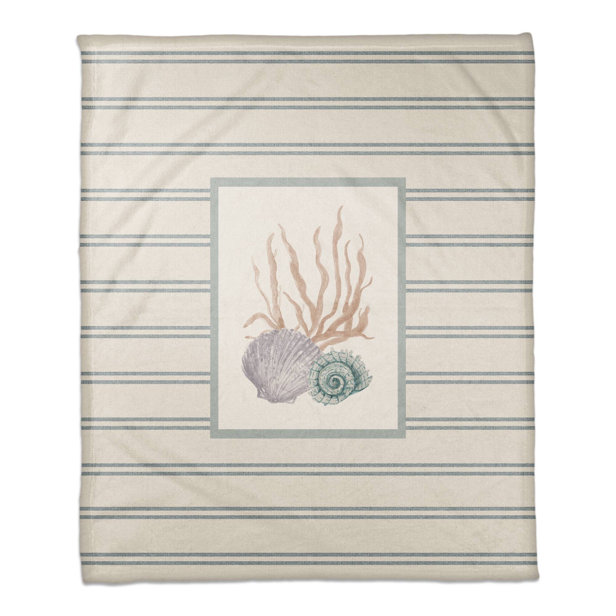 Scallop and Snail Shell 50&#x22; x 60&#x22; Coral Fleece Blanket