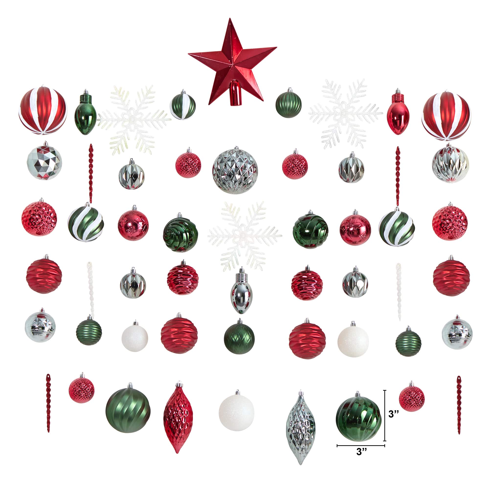 100ct. Holiday Deluxe Shatterproof Christmas Tree Ornament Box Set
