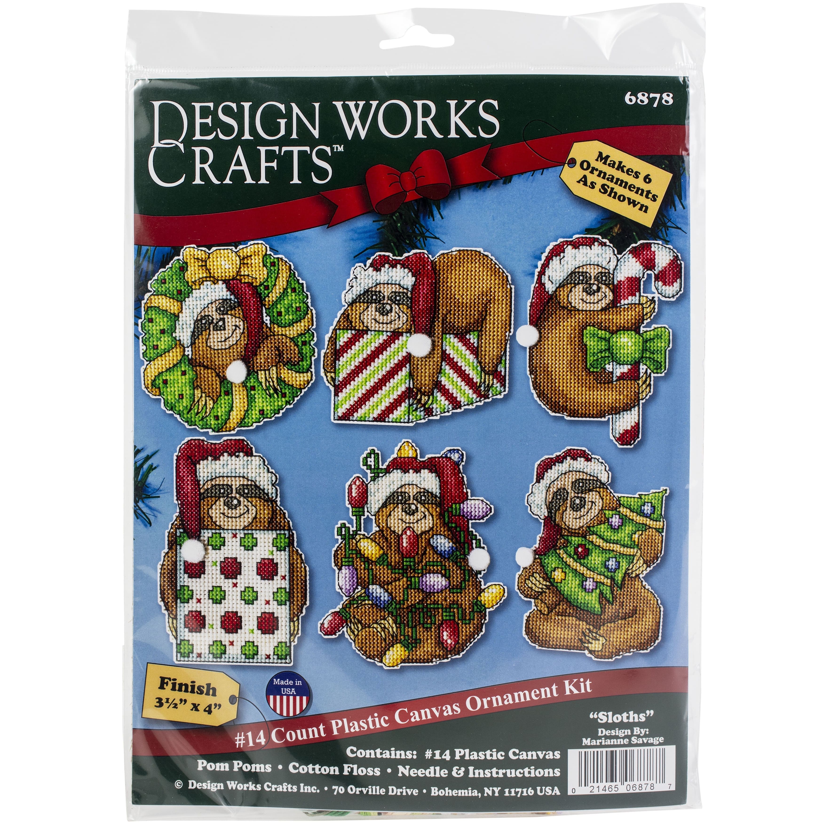 Design Works&#x2122; Sloth Plastic Canvas Ornament Kit