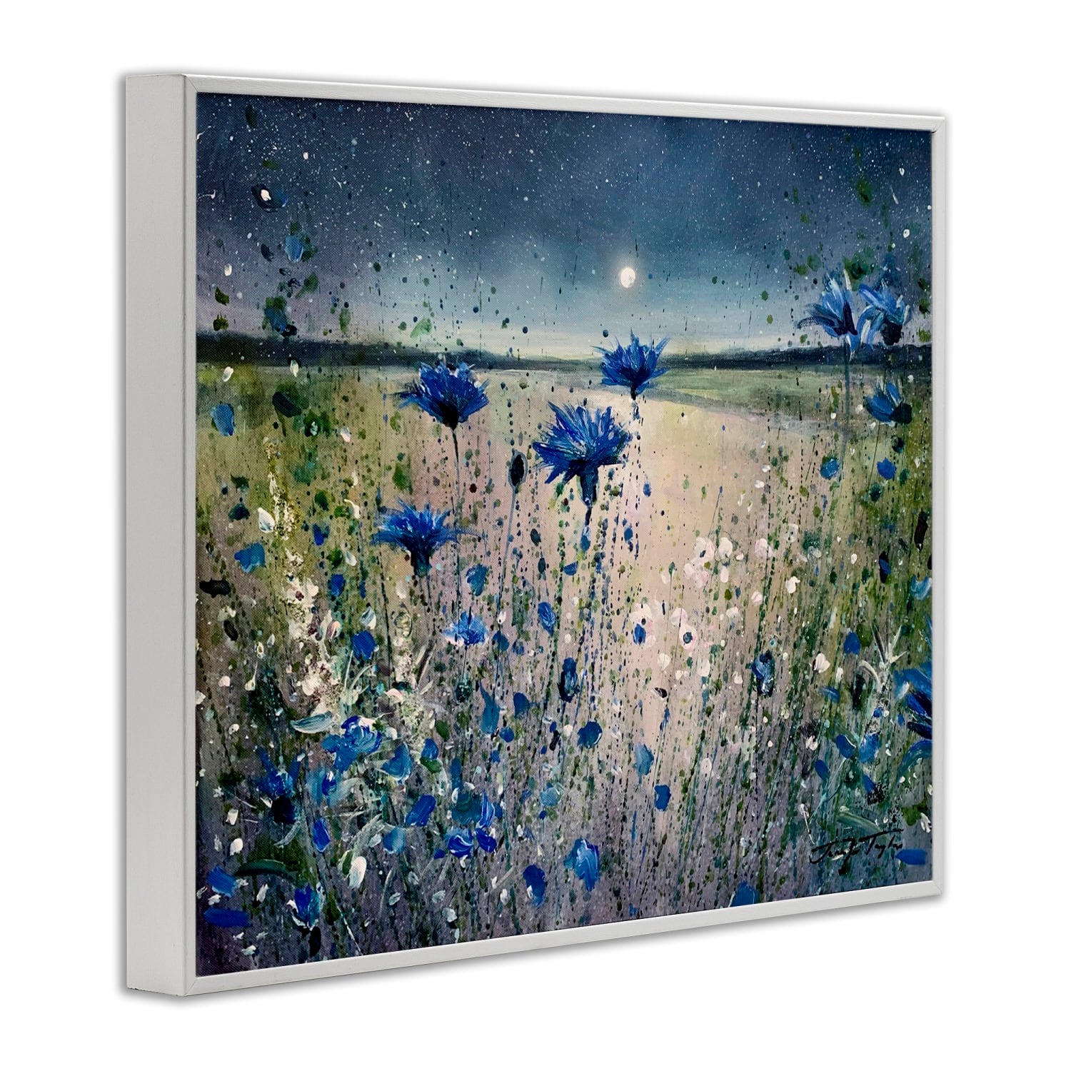 Stupell Industries Moon over Blooming Flowers Framed Giclee Art