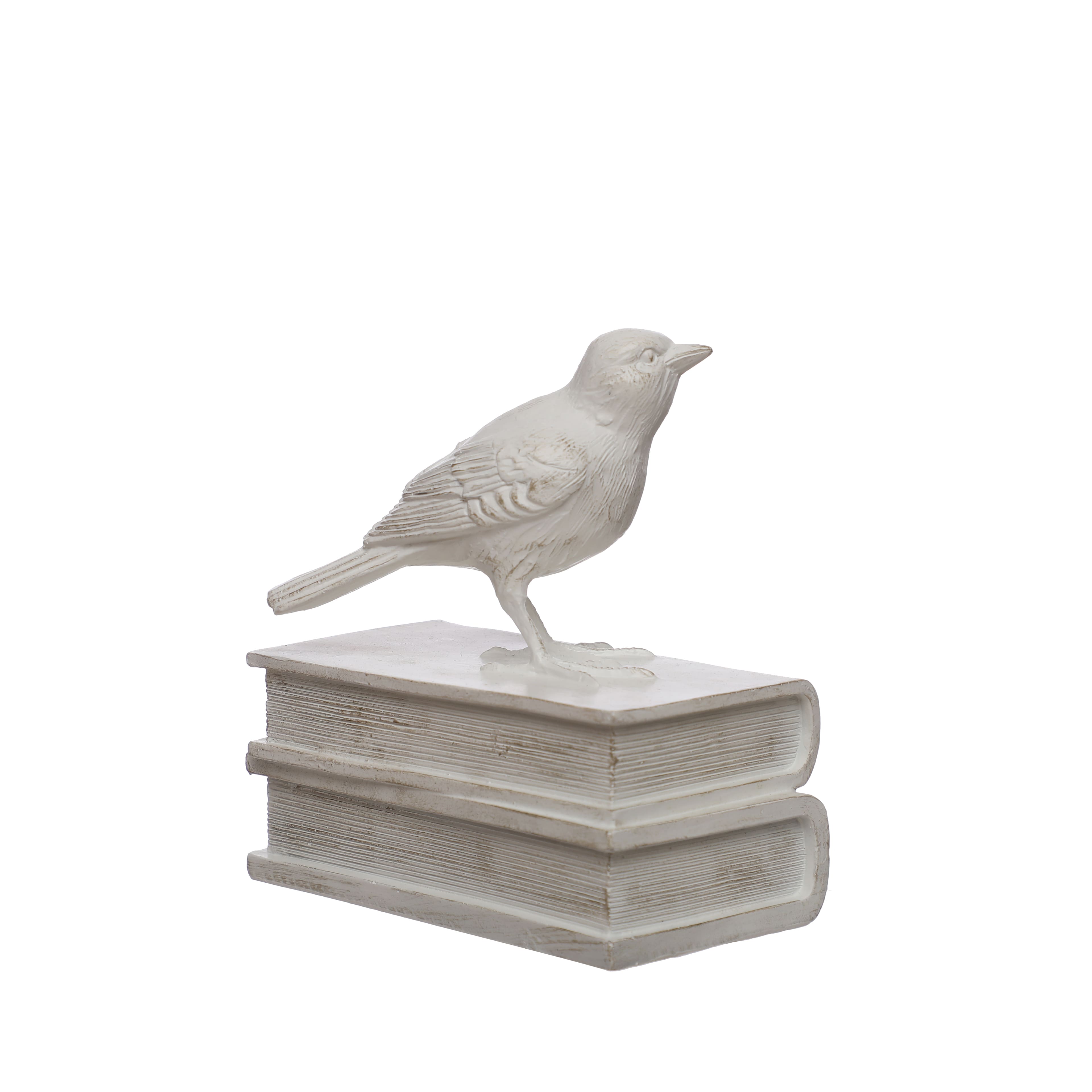6&#x22; White Bird on Books Tabletop D&#xE9;cor by Ashland&#xAE;