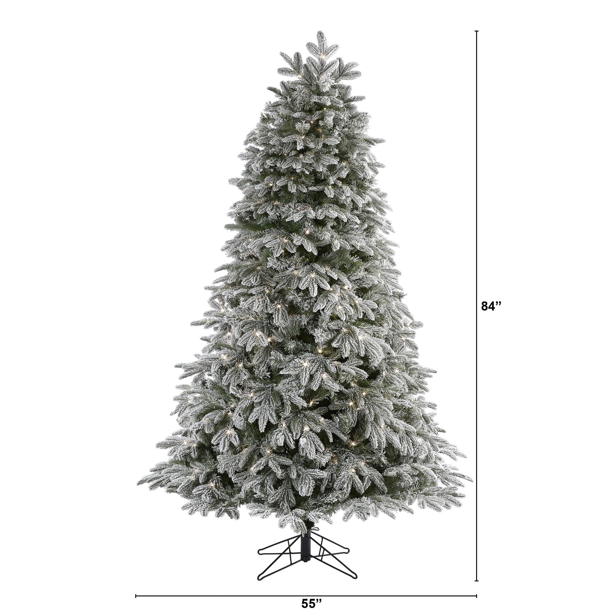 7ft. Pre-Lit Flocked Colorado Mountain Fir Artificial Christmas Tree, Warm White Microdot LED Lights