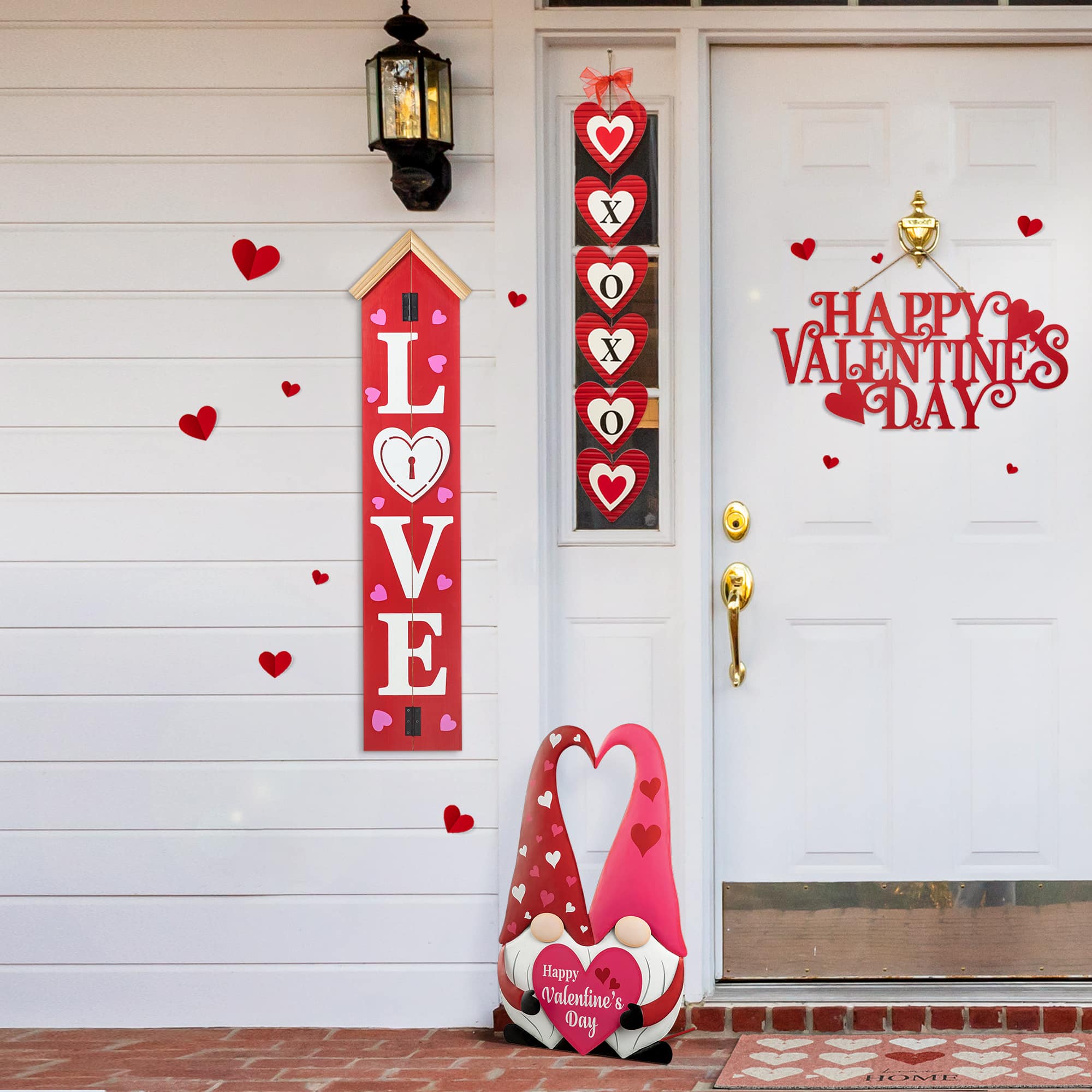 Glitzhome&#xAE; 42&#x22; Valentine&#x27;s Wooden &#x22;LOVE&#x22; House-shaped Porch D&#xE9;cor