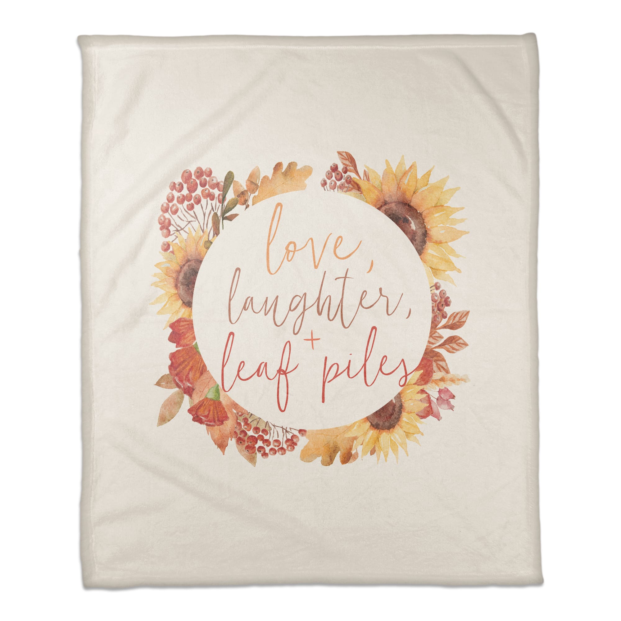 Love Laughter Leaf Coral Fleece Throw
