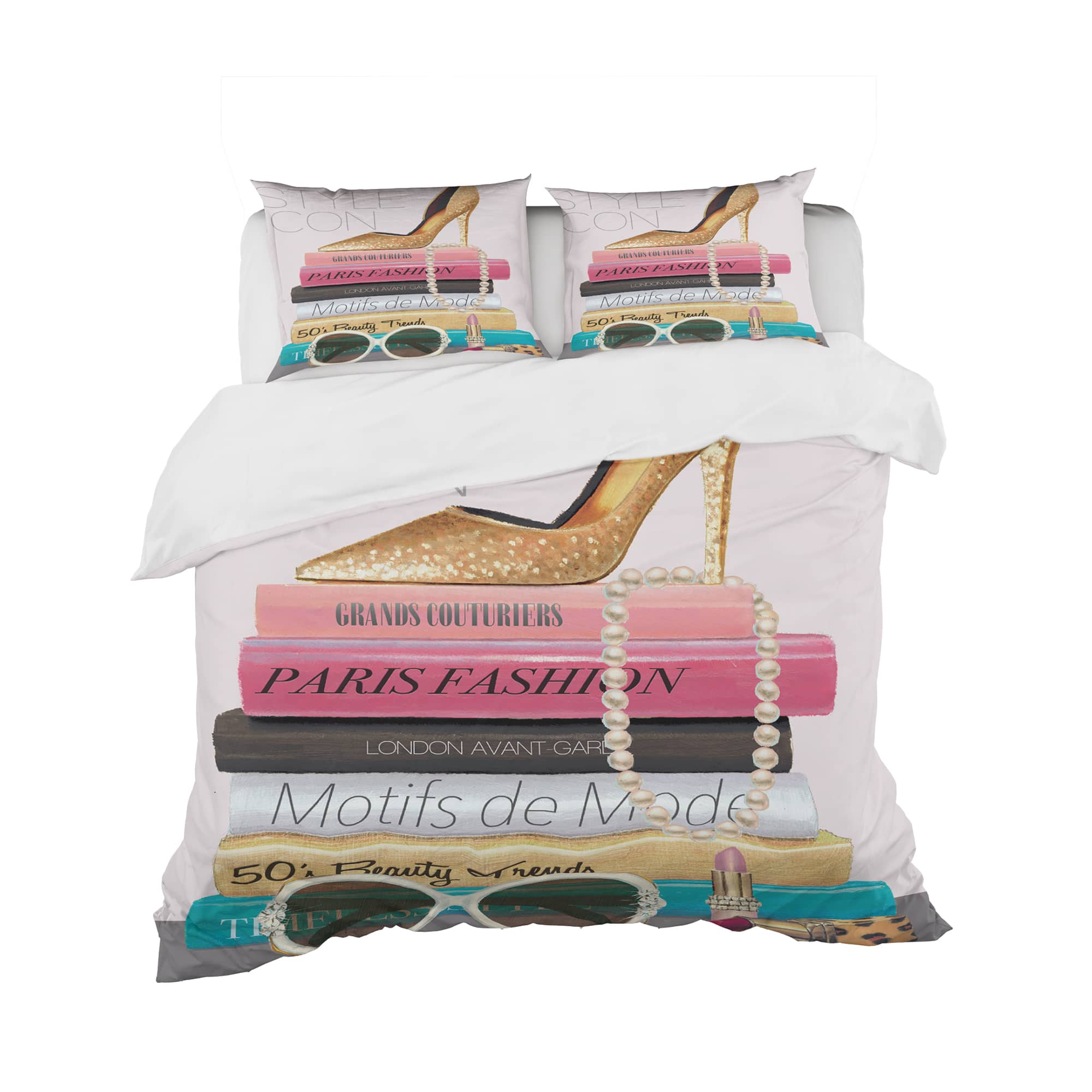 Designart &#x27;Paris Glamourous Gold Style IV&#x27; Teenage Bedding Set - Duvet Cover &#x26; Shams
