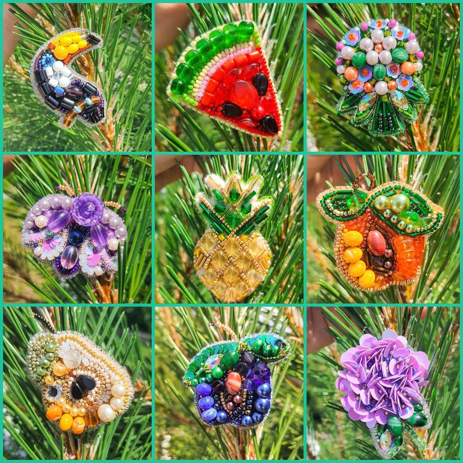 Crystal Art Beadwork Kit For Creating Broоch Apricot