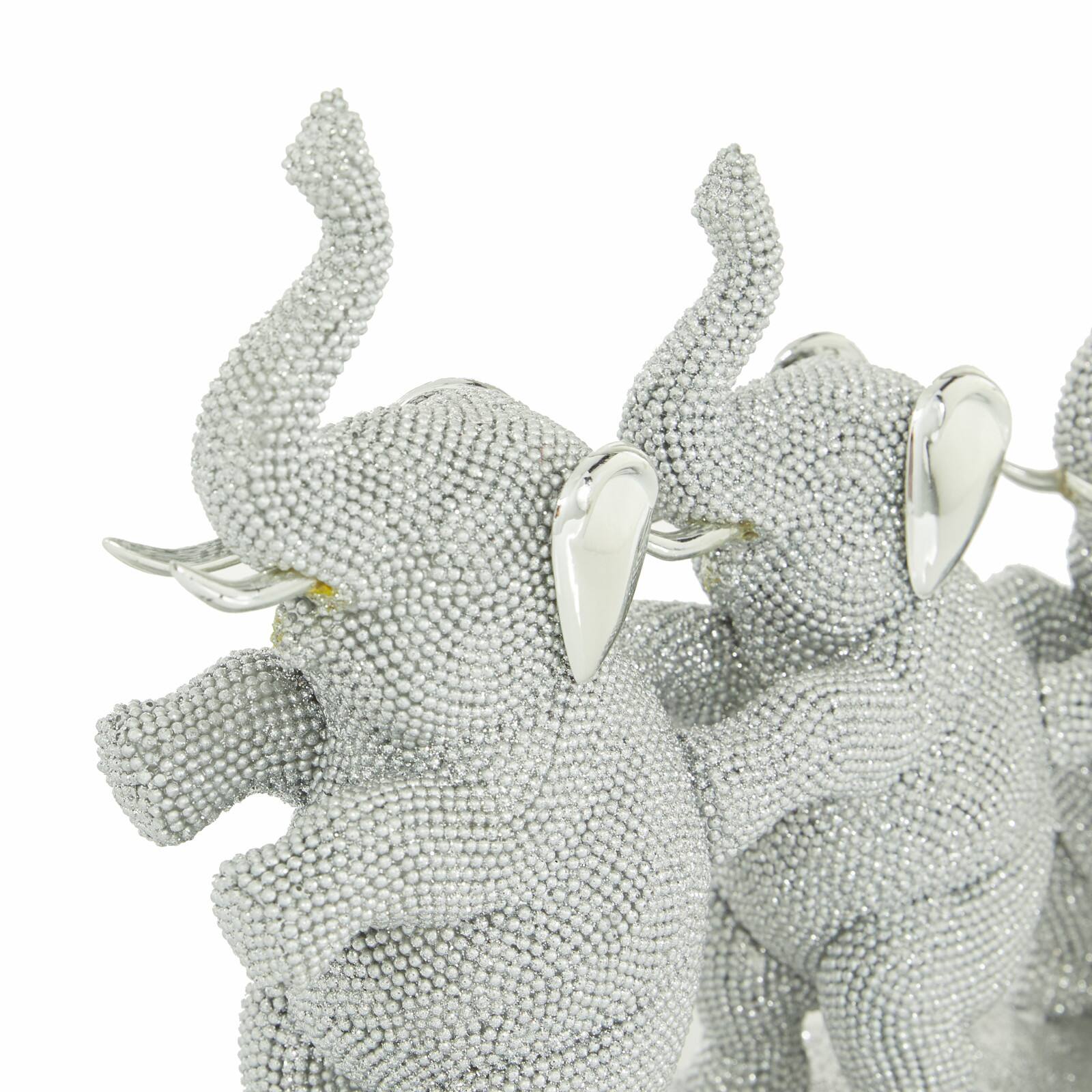 11&#x22; Silver Glam Elephants Sculpture