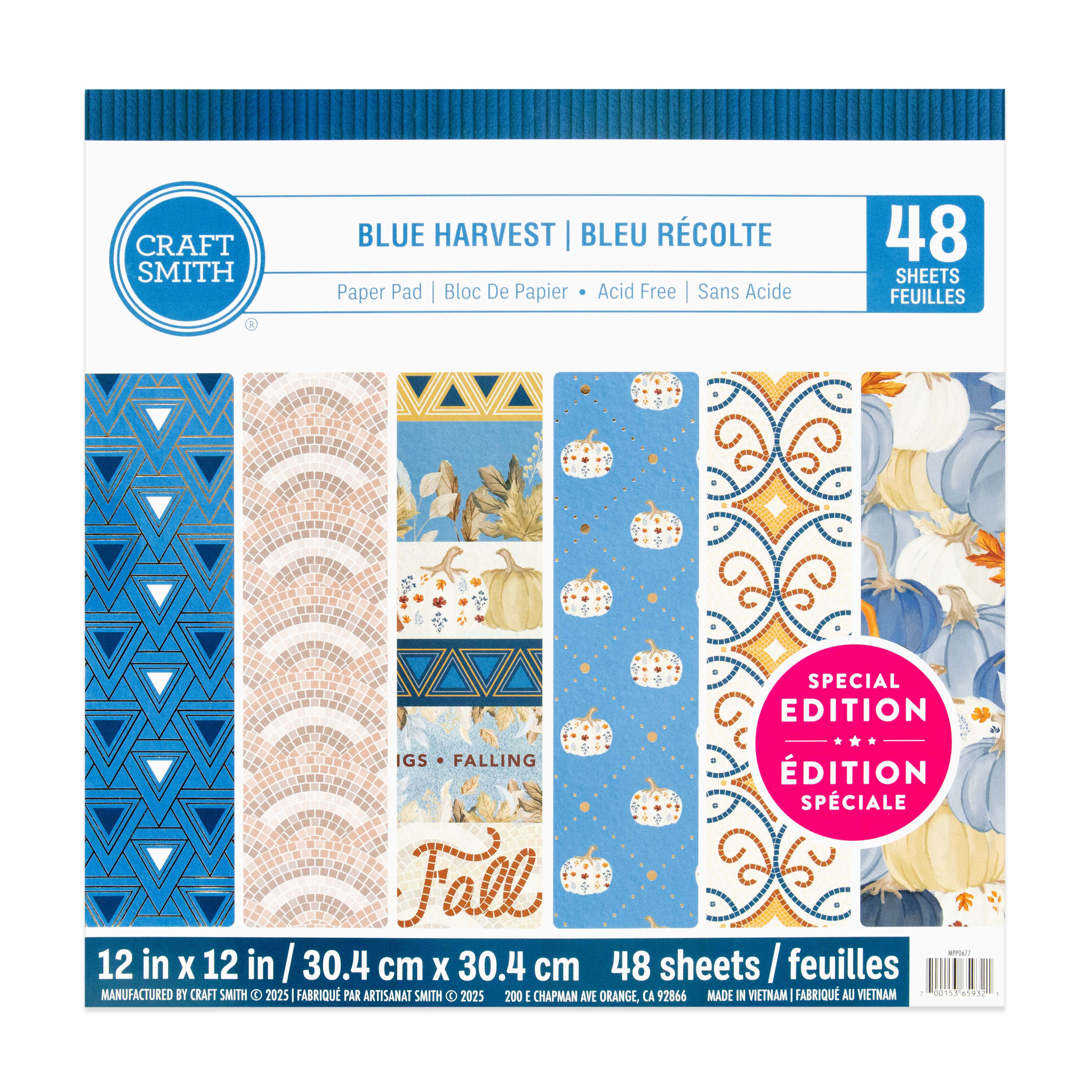 Craft Smith 12&#x22; x 12&#x22; Blue Harvest Paper Pad