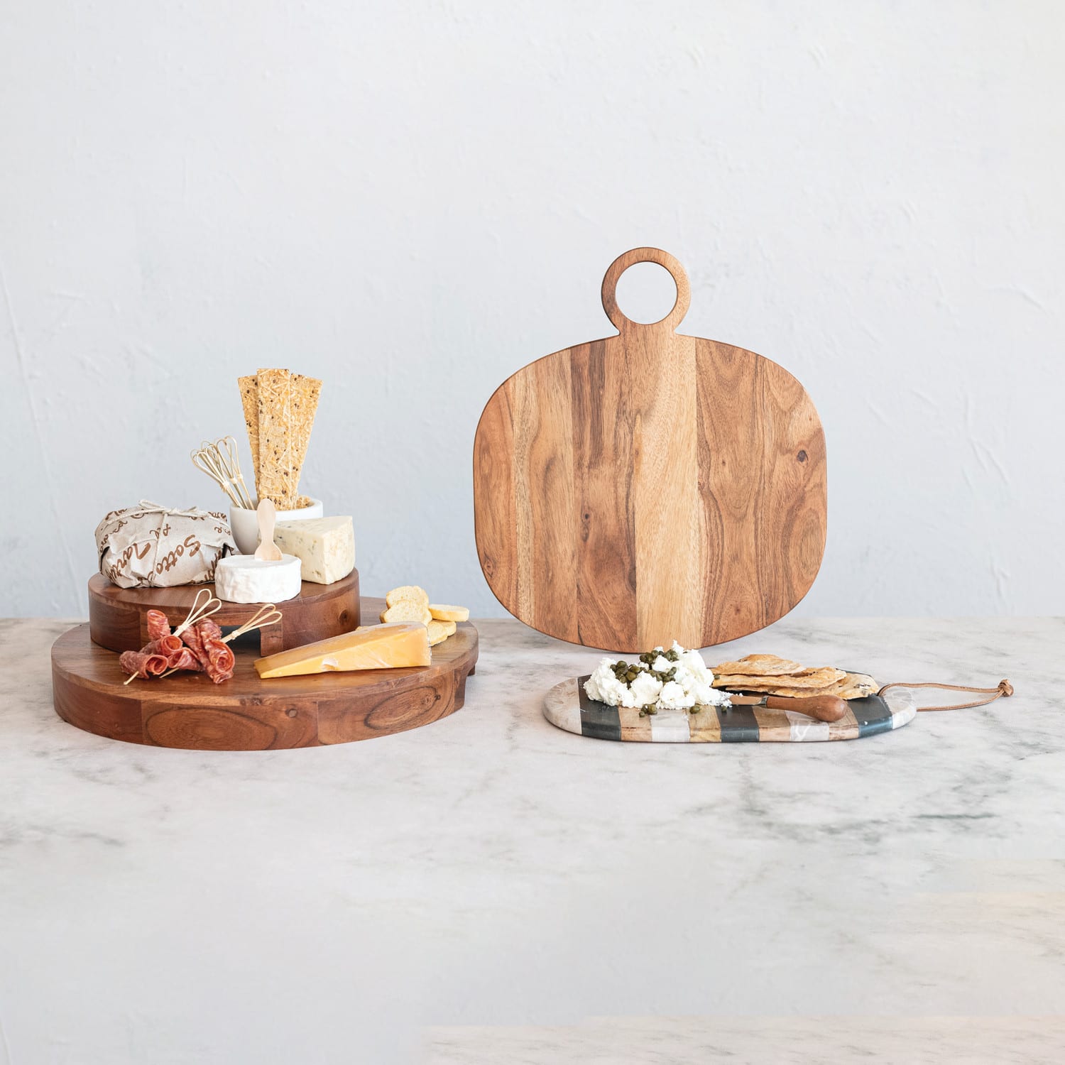 Hello Honey® 15.75" Natural Oval Handled Acacia Wood Cheese & Cutting Board