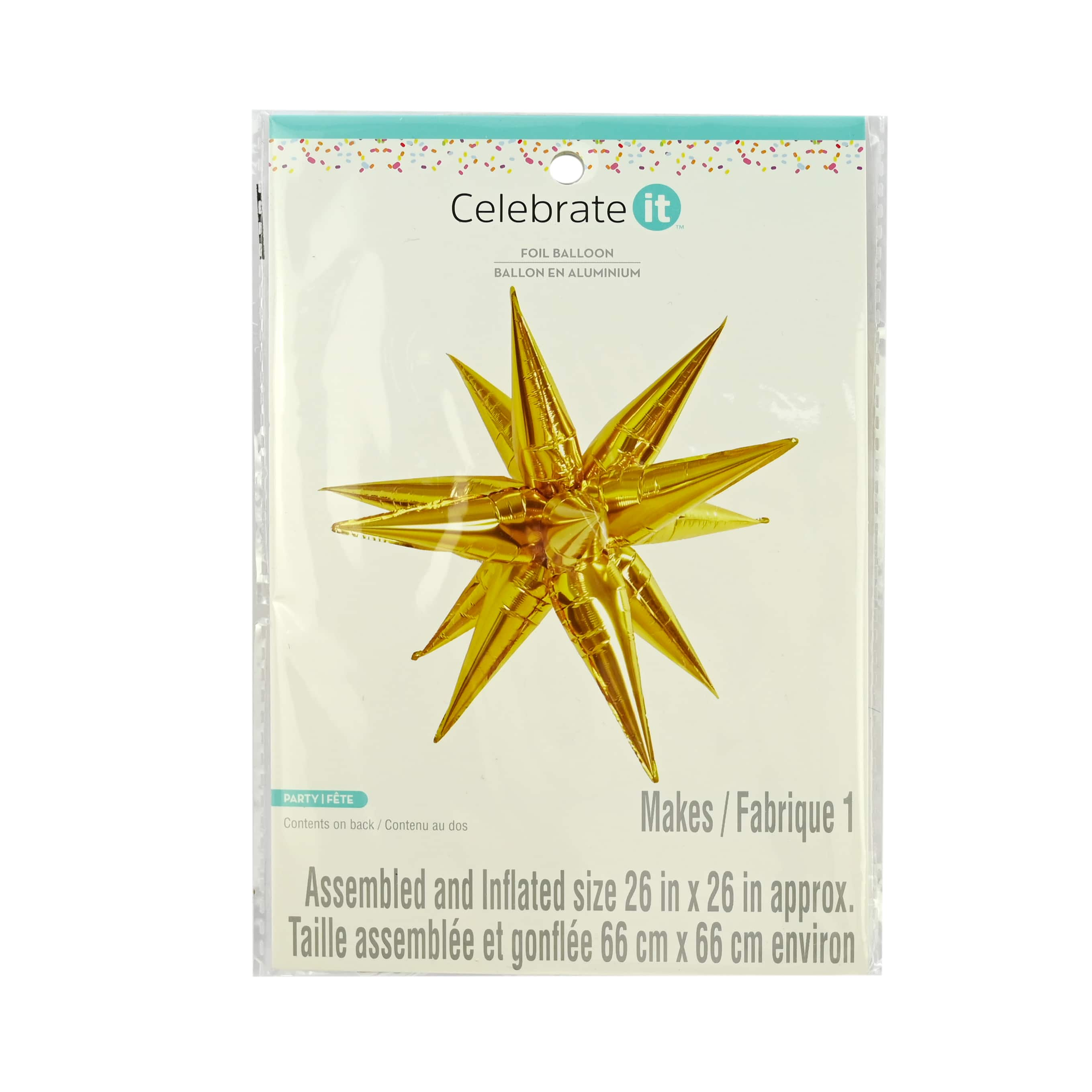 26&#x22; Gold Starburst Foil Balloon by Celebrate It&#x2122;