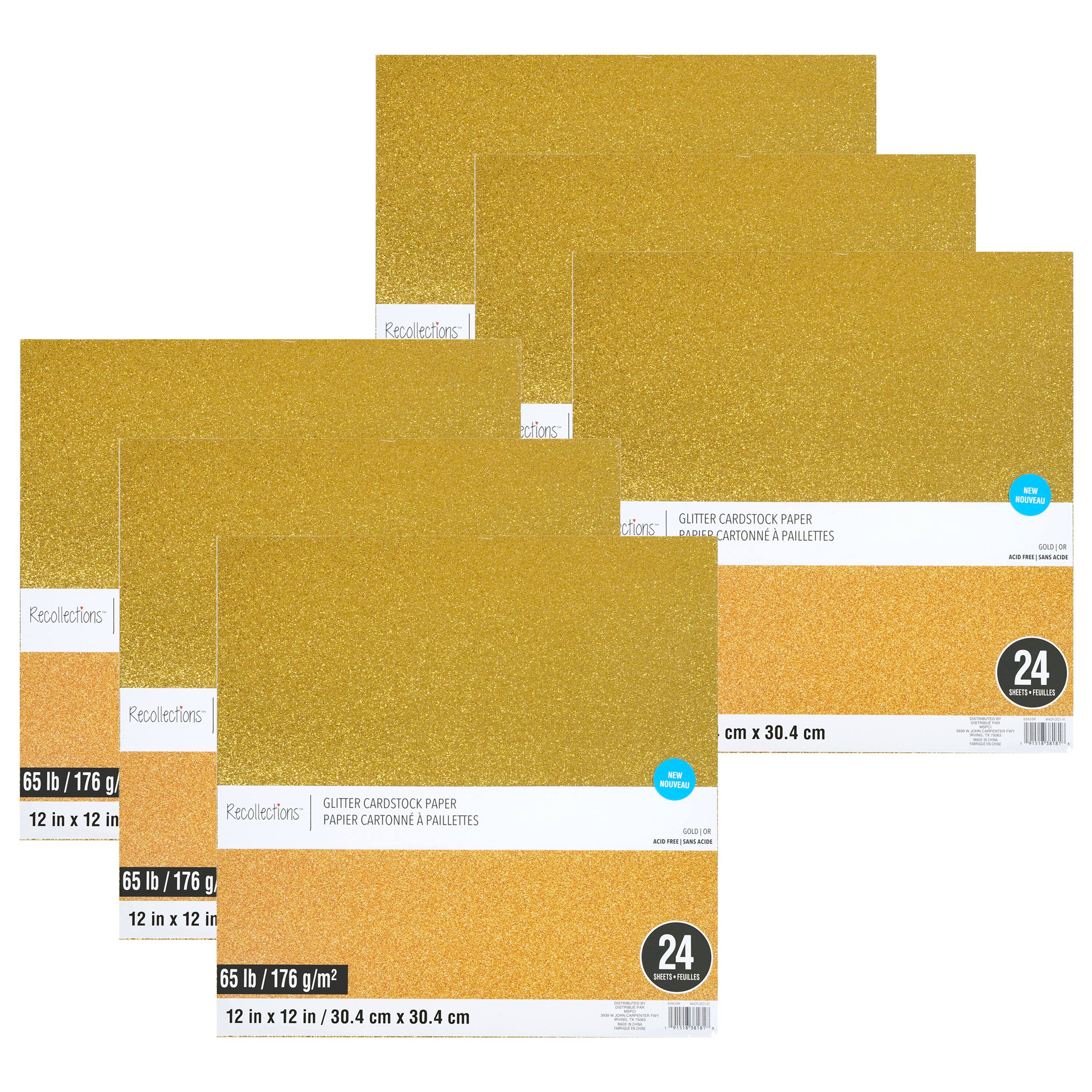 6 Packs: 24 ct. (144 total) Glitter 12" x 12" Cardstock Paper by Recollections™