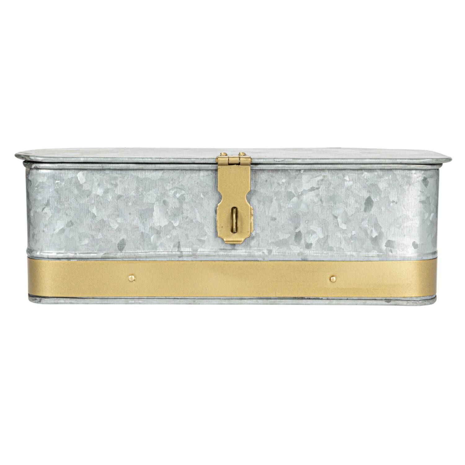 Hello Honey&#xAE; Silver Rectangular Metal Nesting Storage Boxes with Hasp Lock