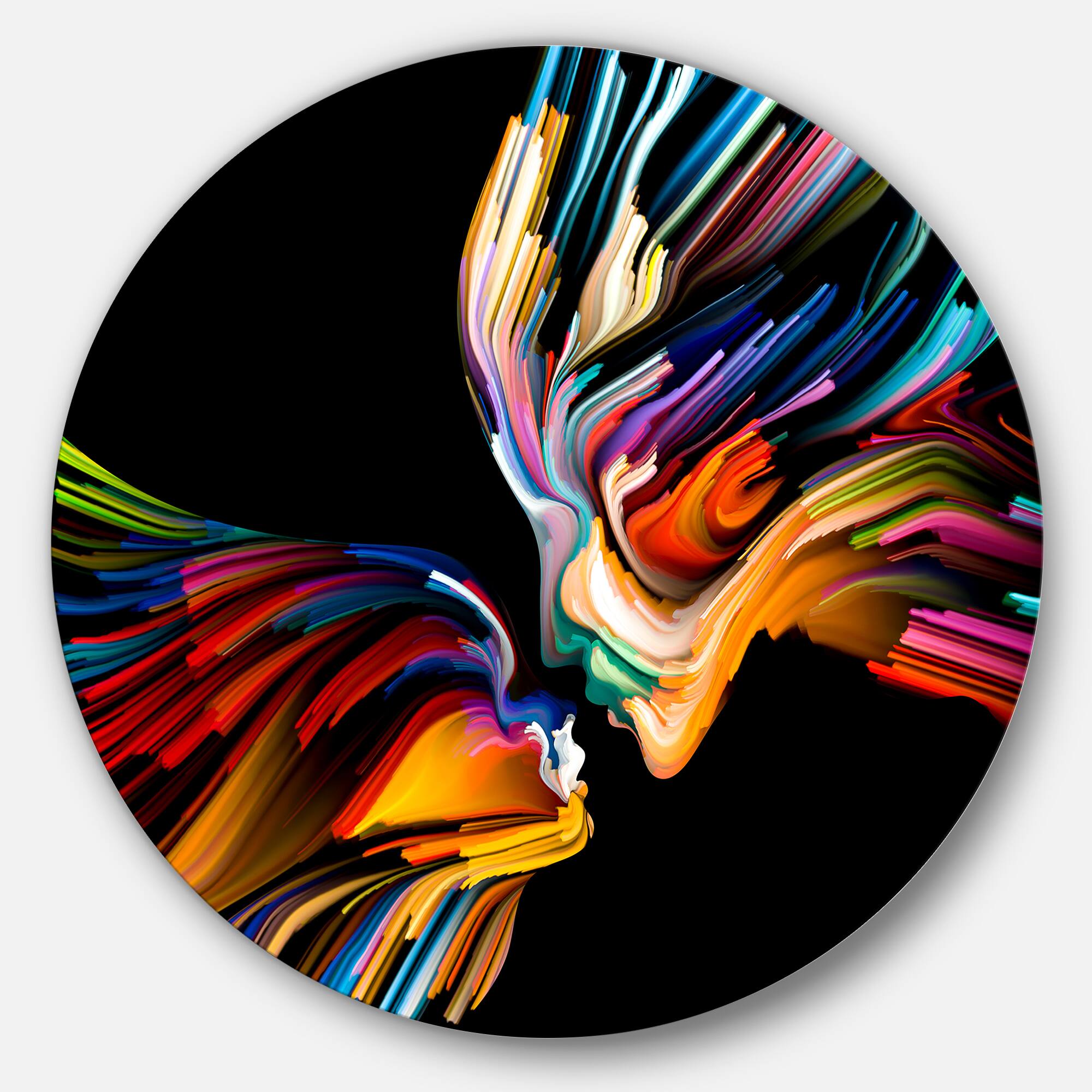 Designart - Kissing Minds Graphic Art&#x27; Abstract Circle Metal Wall Decor