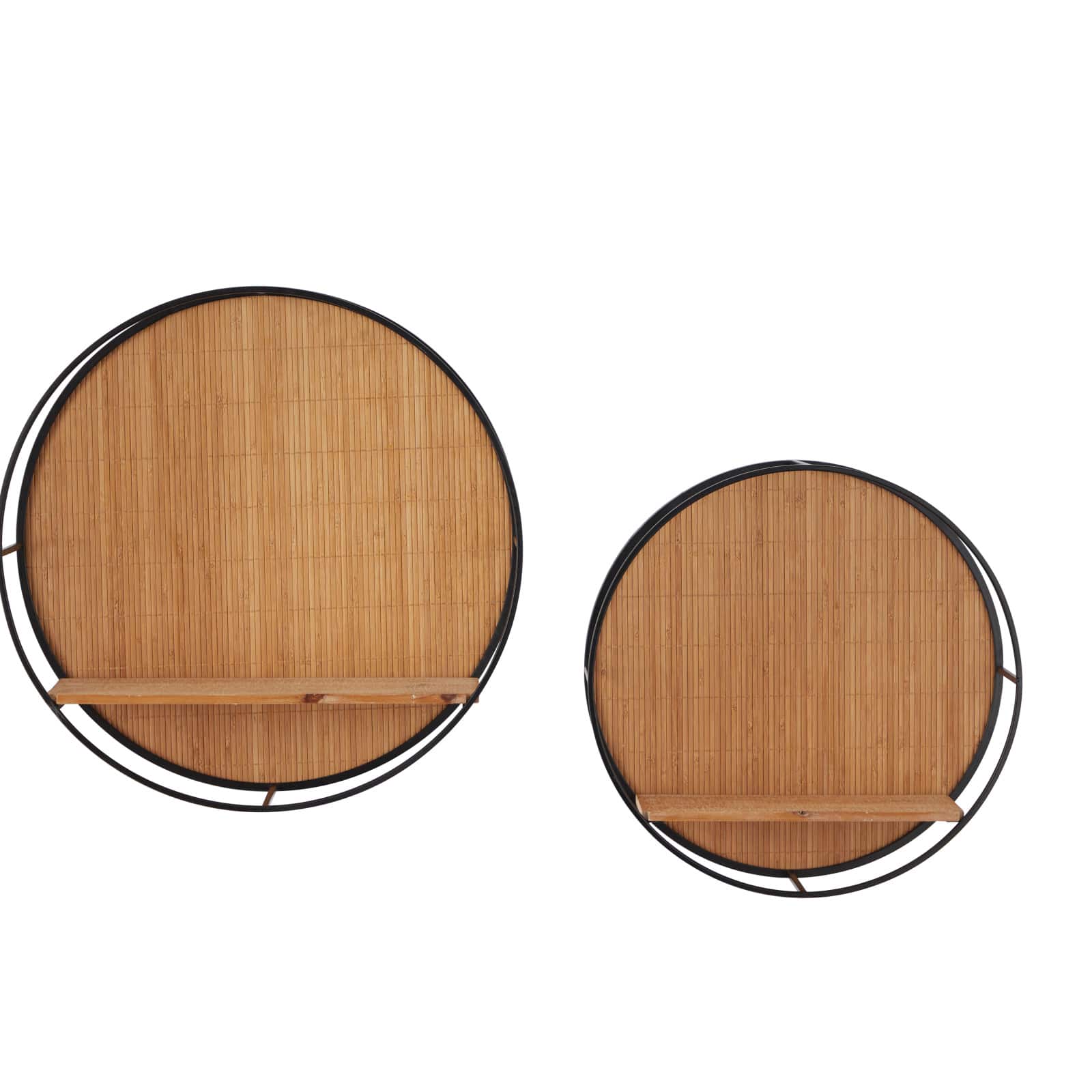 Brown Bamboo Modern Wall Shelf, Set of 2 19&#x22;, 16&#x22;