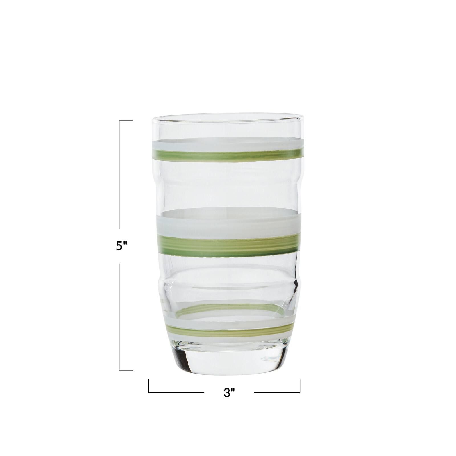 Hello Honey® 5" Green & White Striped Drinking Glass, 4ct.
