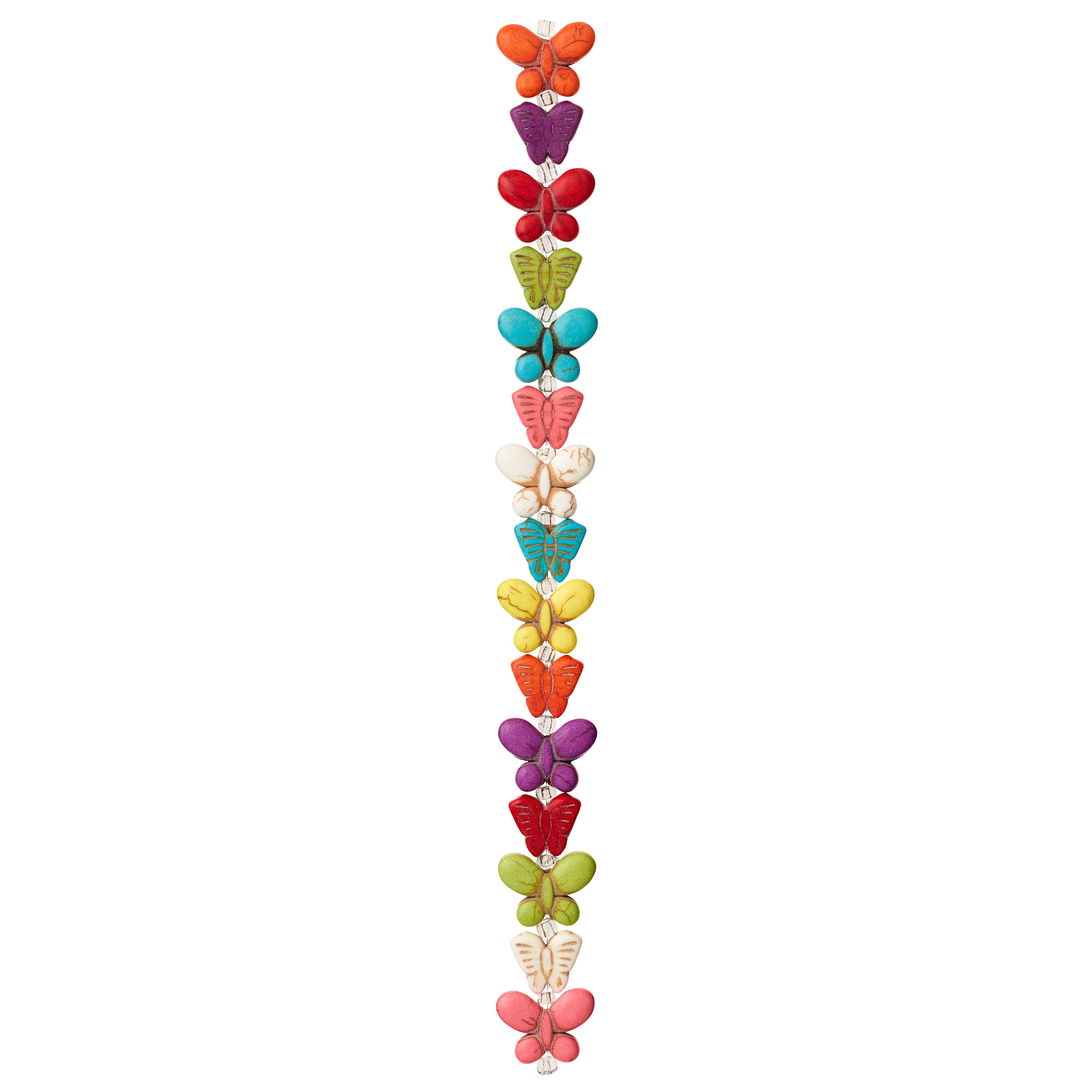 12 Pack:  Multicolor Reconstituted Dyed Stone Butterfly Beads, 12mm by Bead Landing&#x2122;