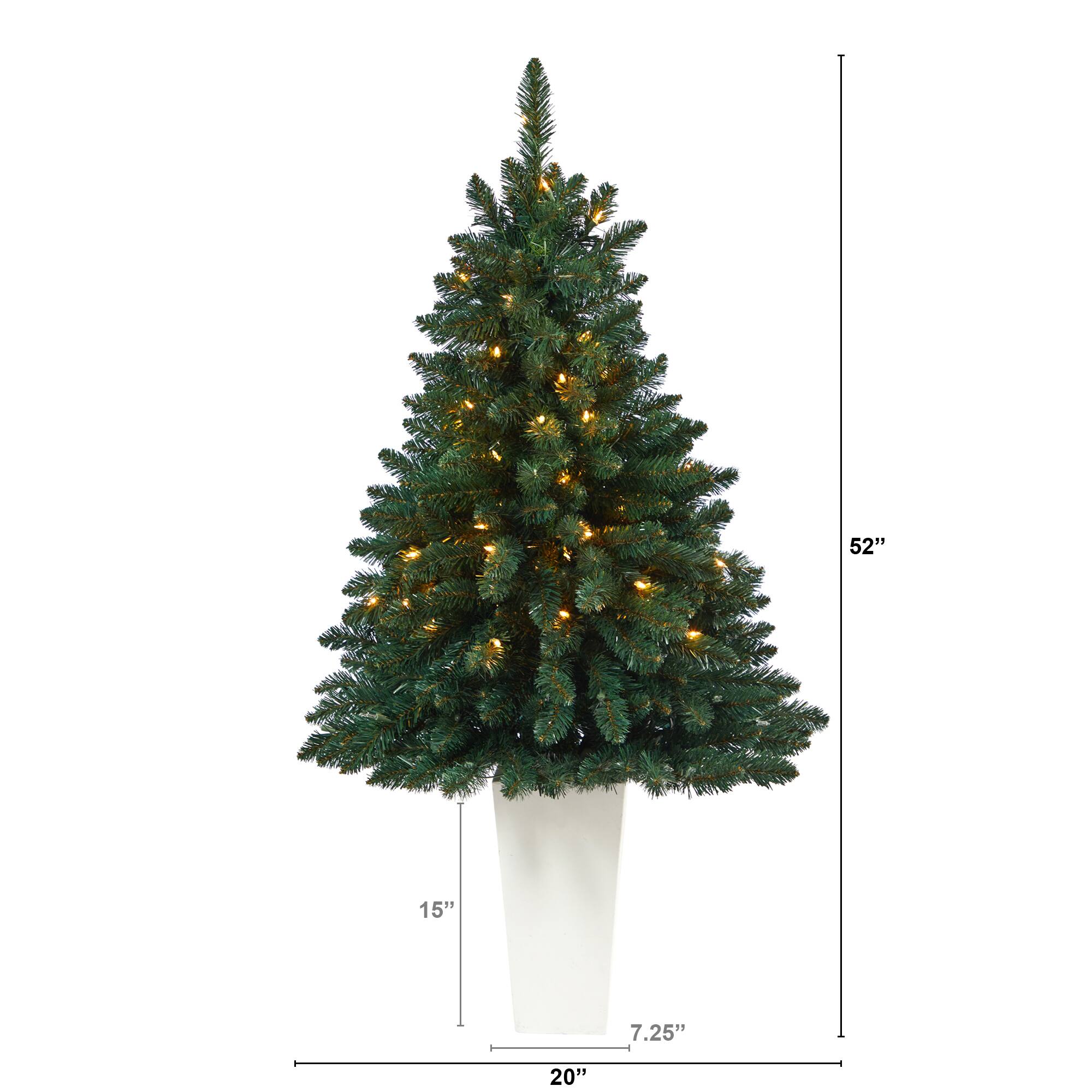 4.5ft. Pre-Lit Northern Rocky Spruce Artificial Christmas Tree in Tower Planter, Clear Lights