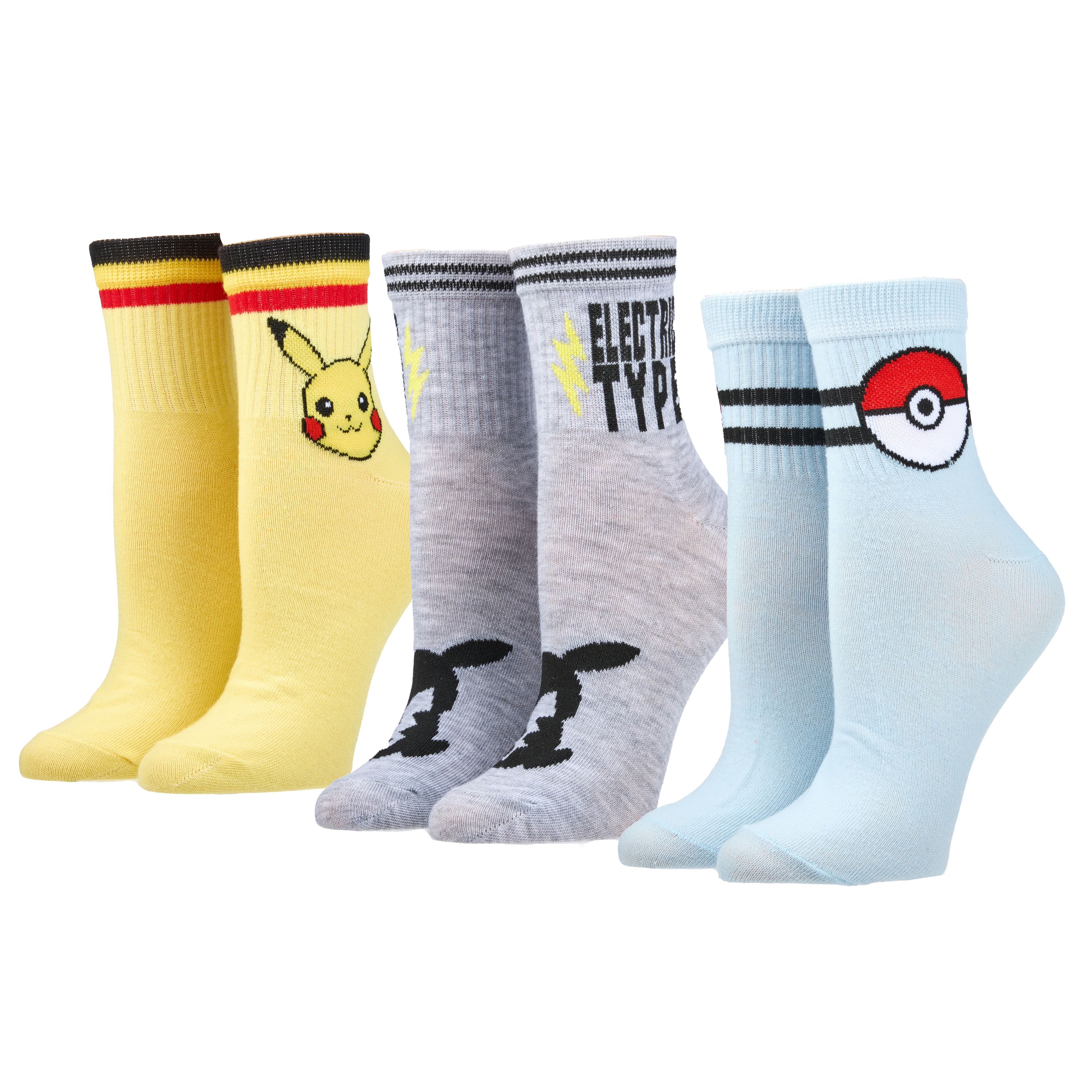 Pok&#xE9;mon&#x2122; 3 Pair Adult Quarter Crew Sock Set