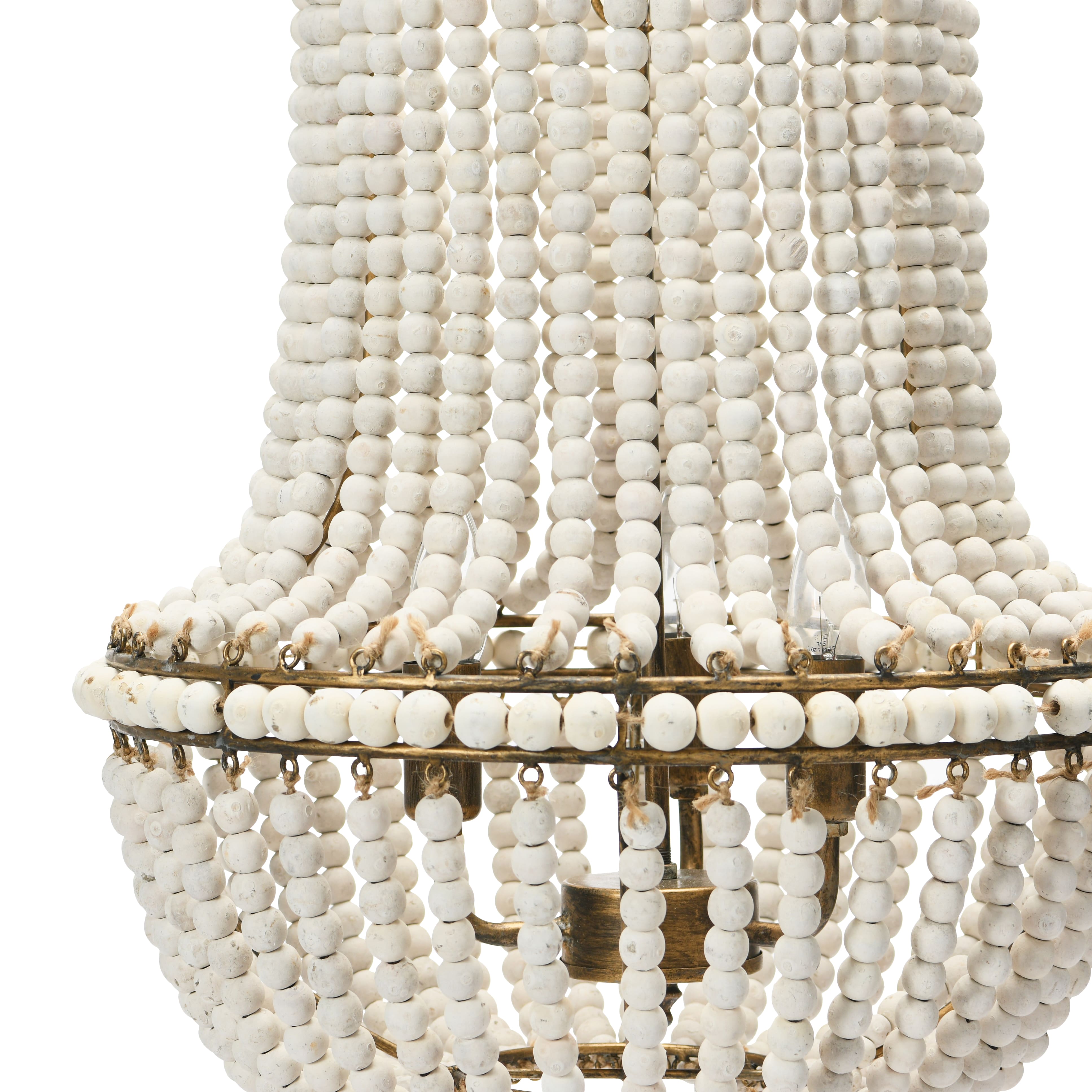 21&#x22; Draped Wood Bead Chandelier