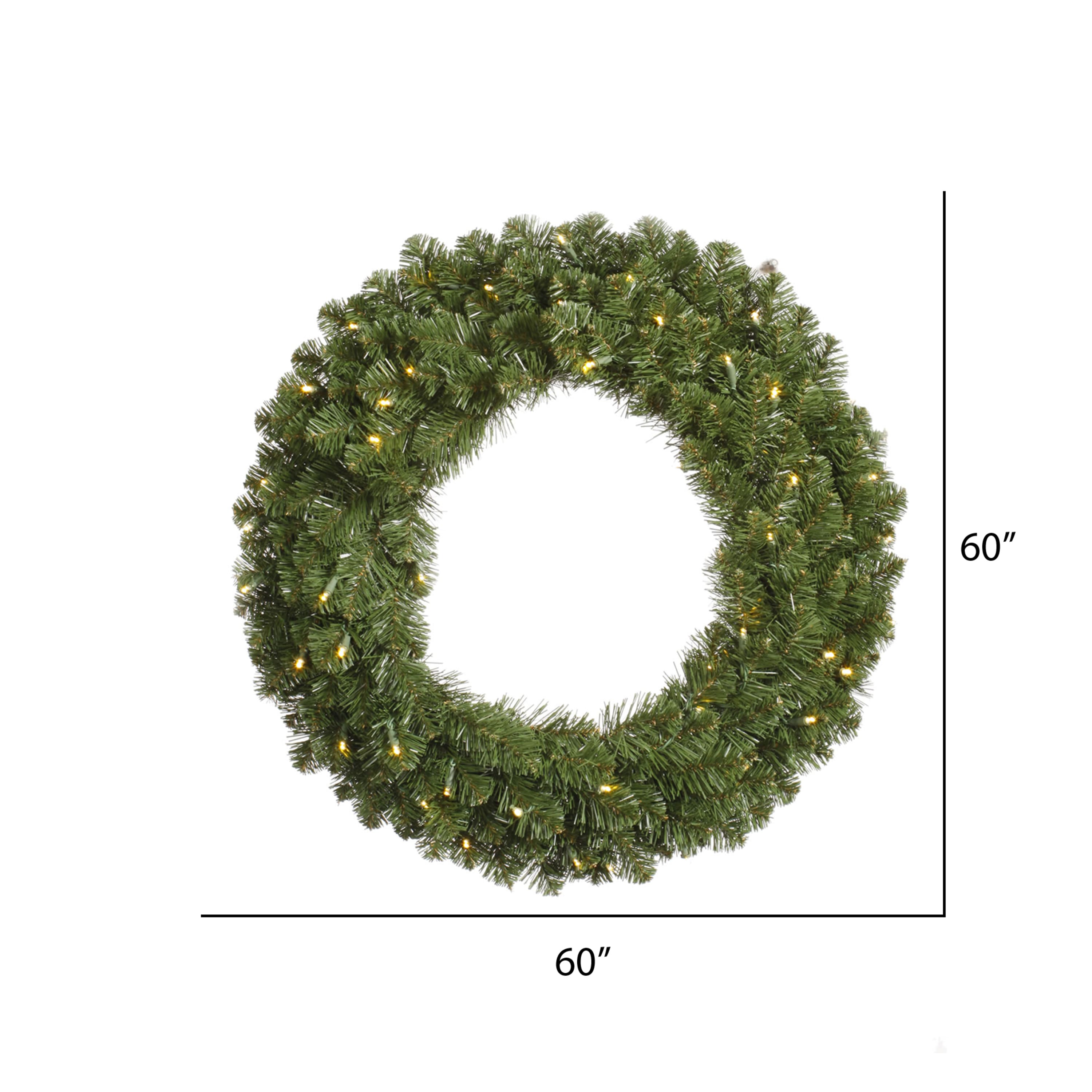 60" Pre-Lit Grand Teton Pine Wreath, Warm White LED Lights