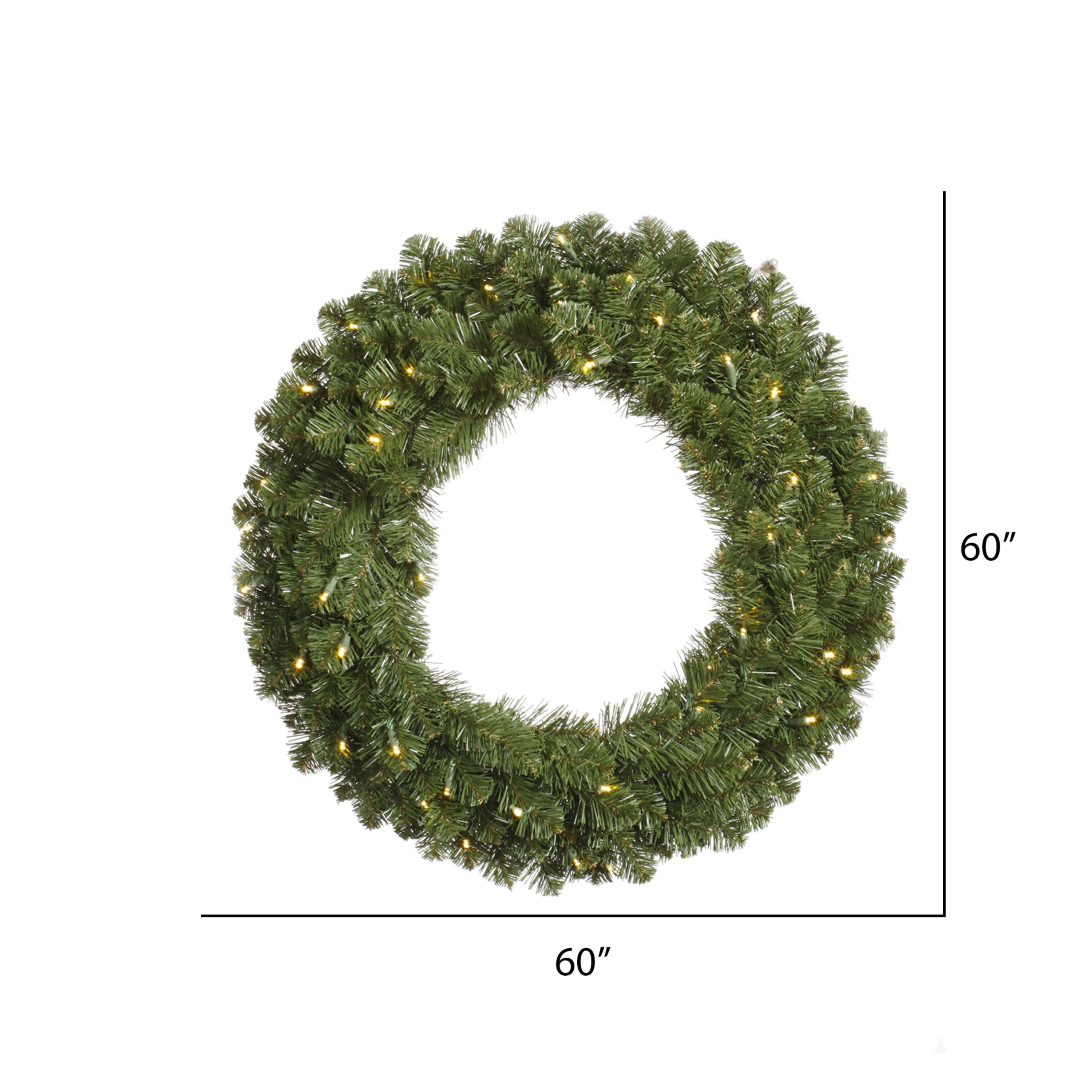 60&#x22; Pre-Lit Grand Teton Pine Wreath, Warm White LED Lights