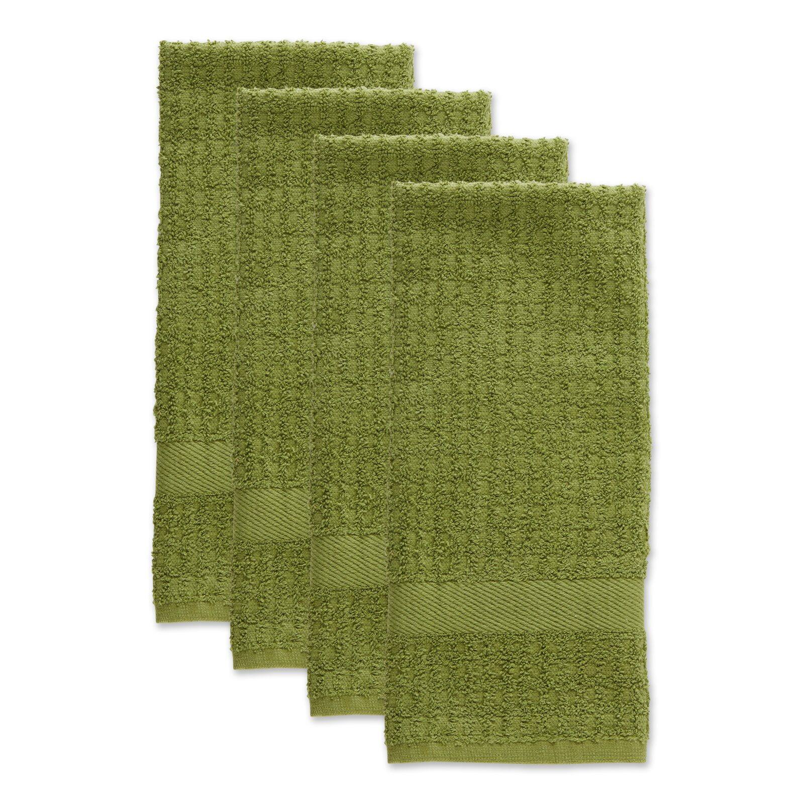DII&#xAE; Solid Antique Green Waffle Terry Dish Towels, 4ct.