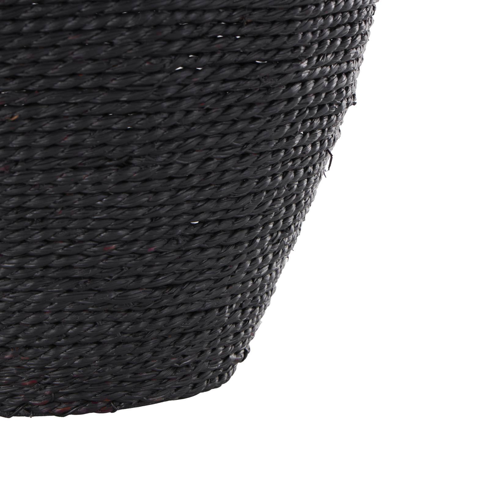 13" Black Handmade Wrapped Pot Metal Vase