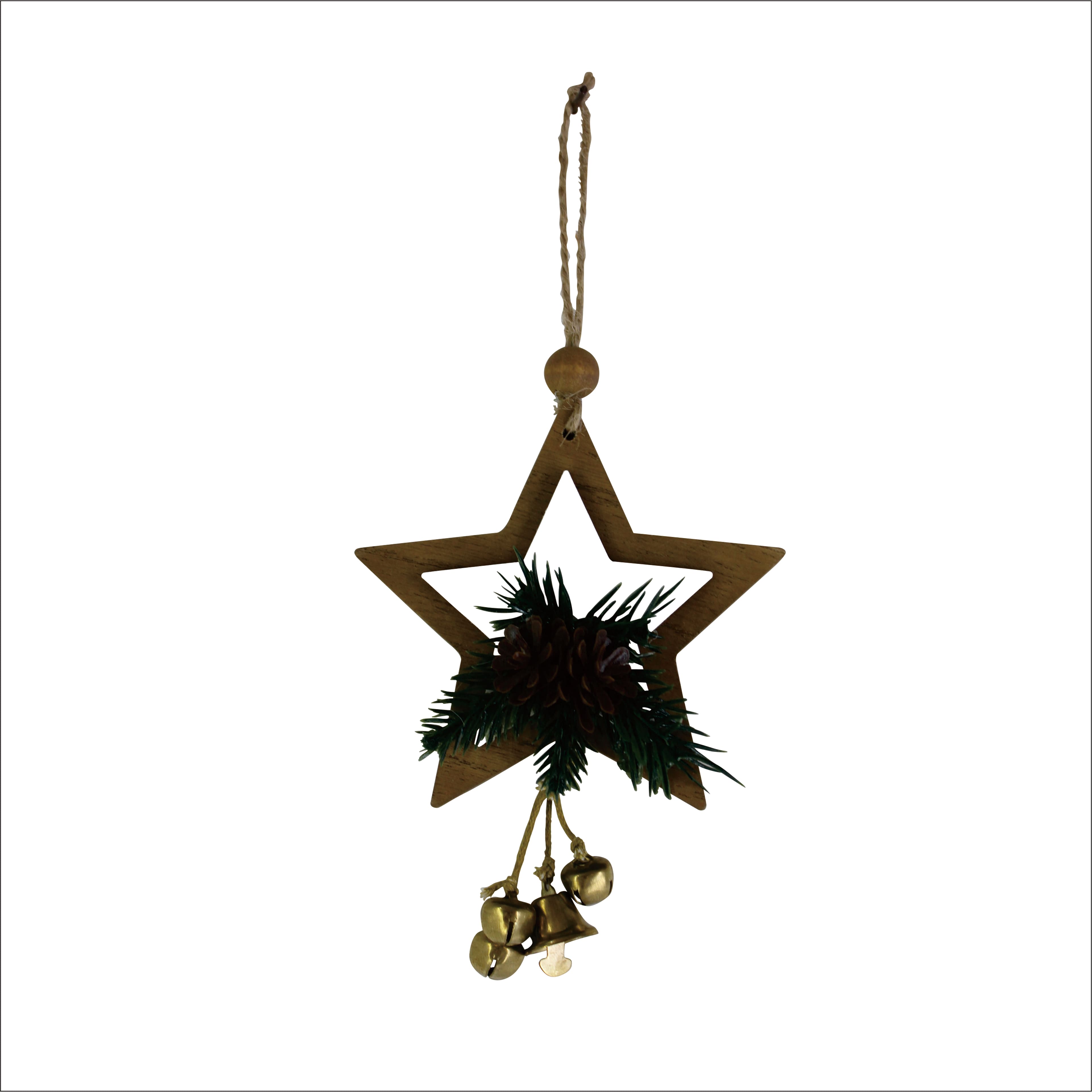 5&#x22; Star with Bells &#x26; Pine Ornament by Ashland&#xAE;