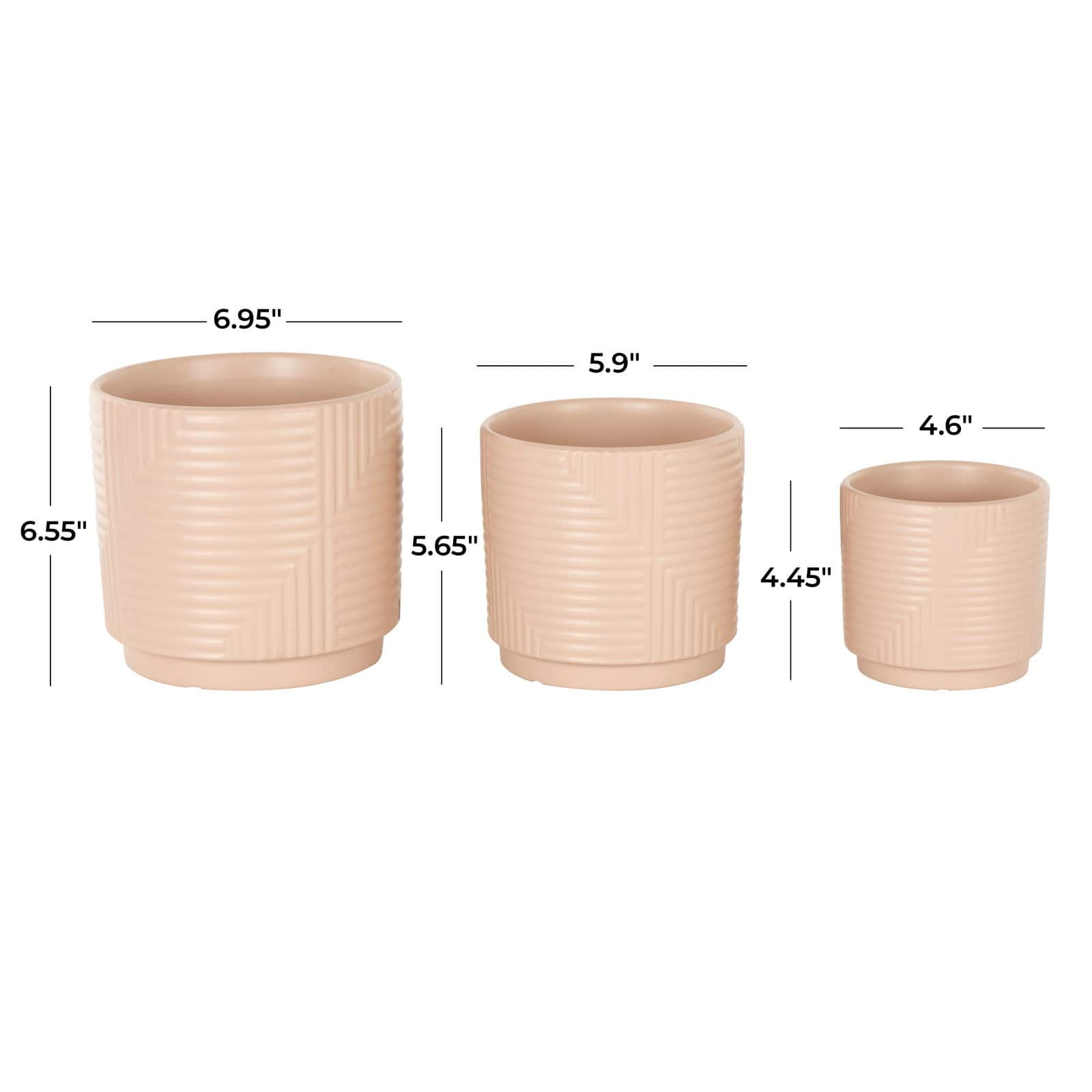 Pink Ceramic Geometric Planter Set