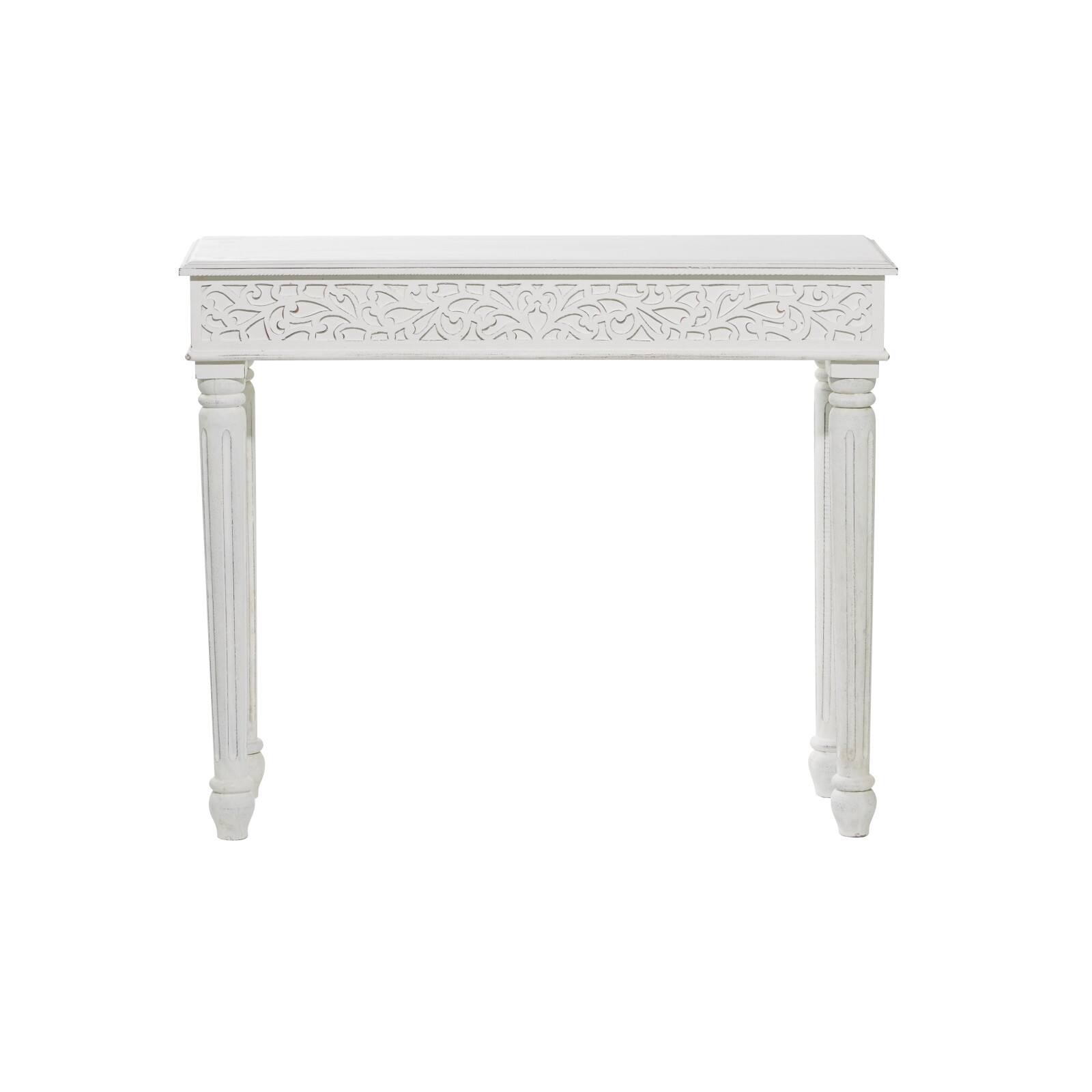 White Farmhouse Mango Wood Console Table, 30&#x22; x 36&#x22;