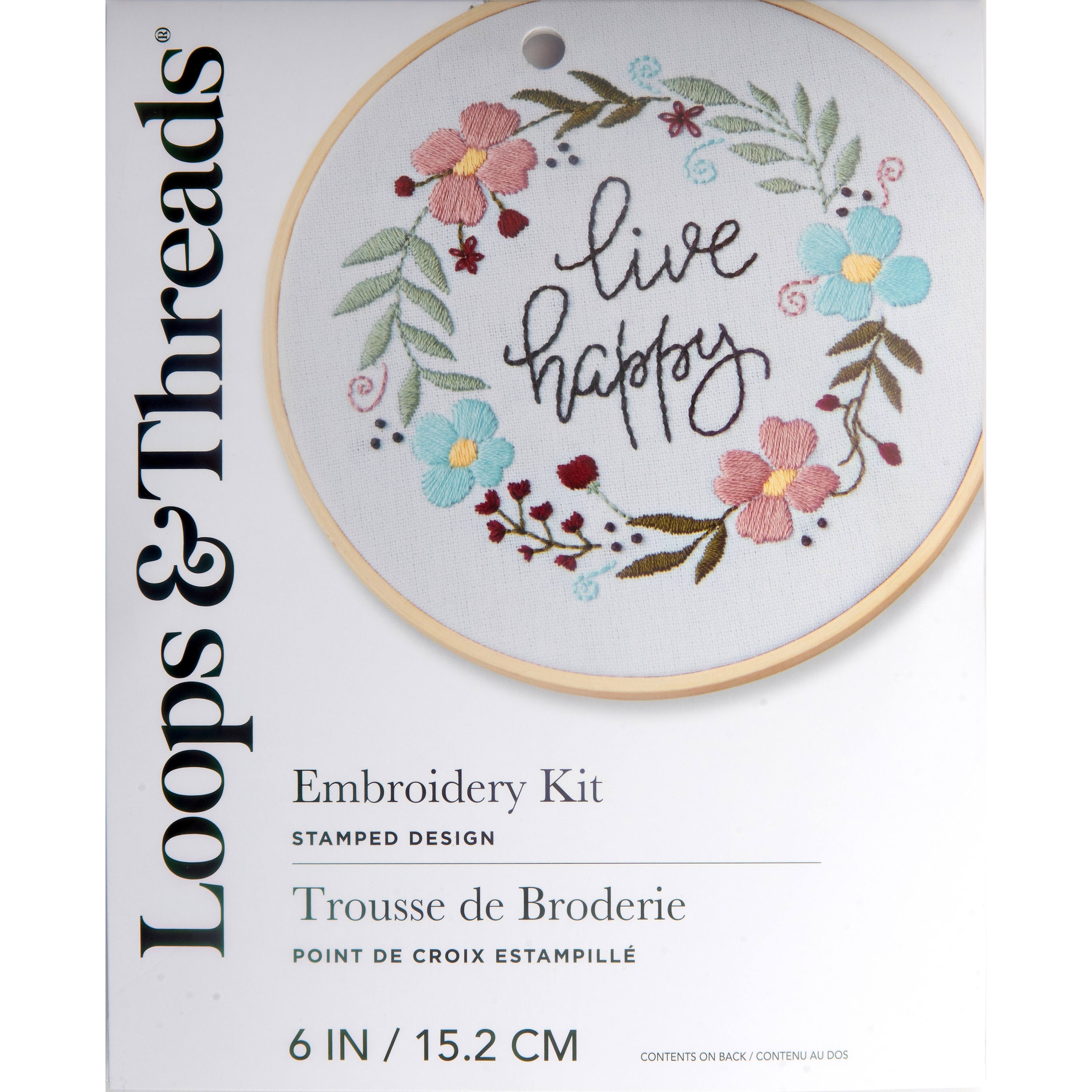 Live Happy Embroidery Kit by Loops & Threads® | Michaels