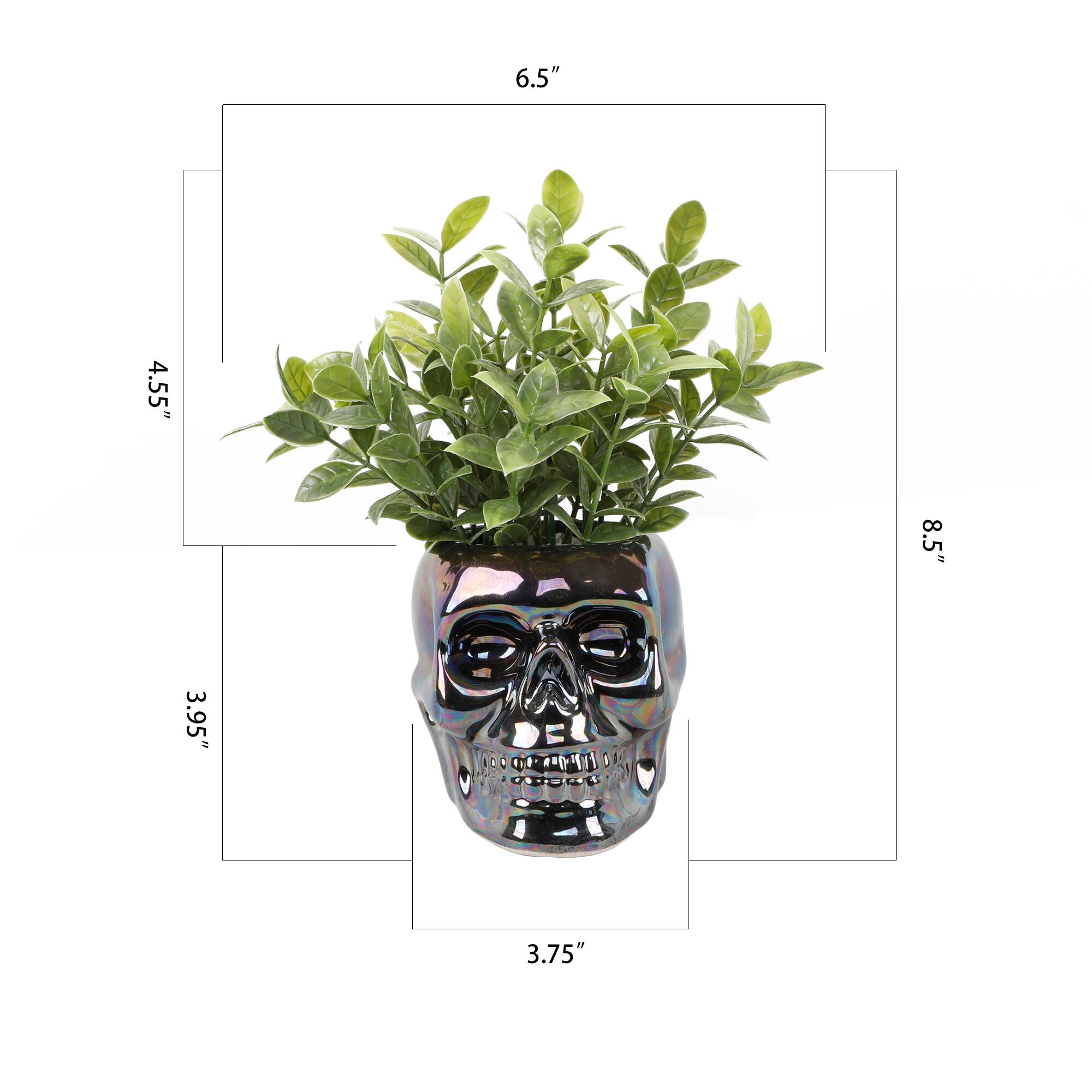 Flora Bunda® Tea Leaf in Metallic Ceramic Black Skull