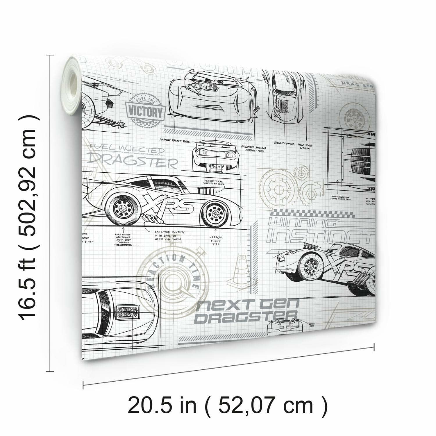 RoomMates Disney&#xAE; Pixar Cars Schematic Peel &#x26; Stick Wallpaper