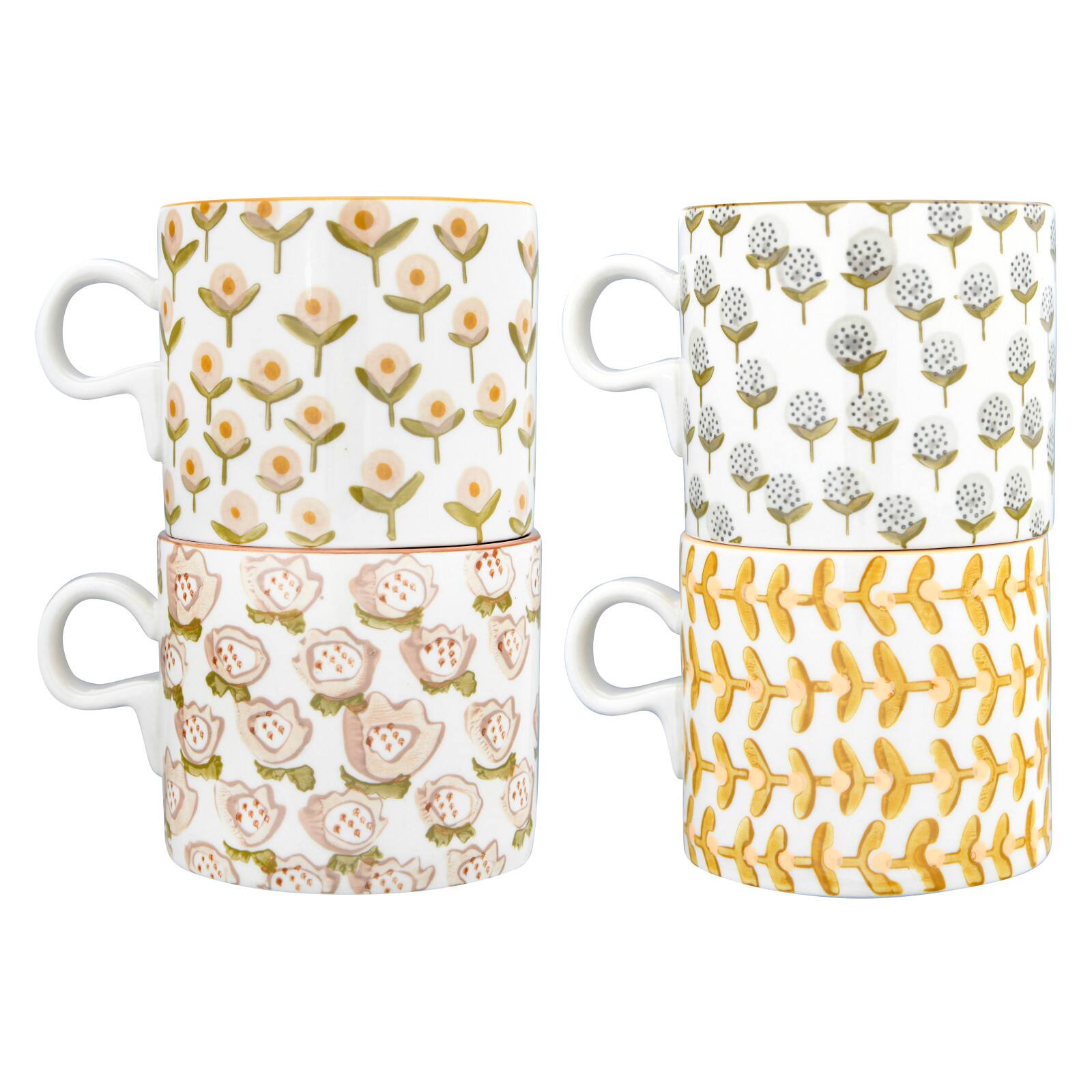 Hello Honey® 12oz. Floral Stoneware Mug Set, 4ct.
