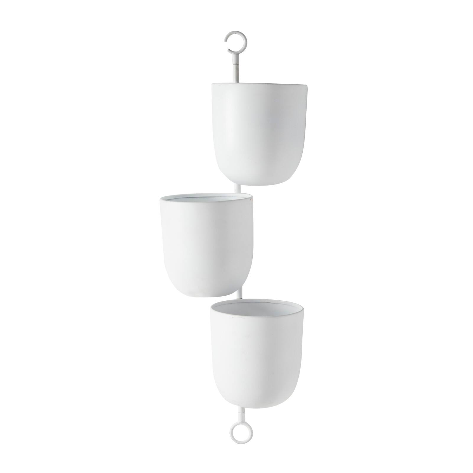 25" White Metal Contemporary 3-Pot Hanging Planter